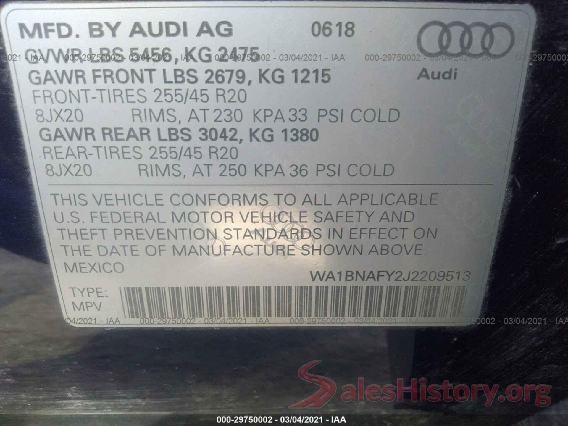 WA1BNAFY2J2209513 2018 AUDI Q5