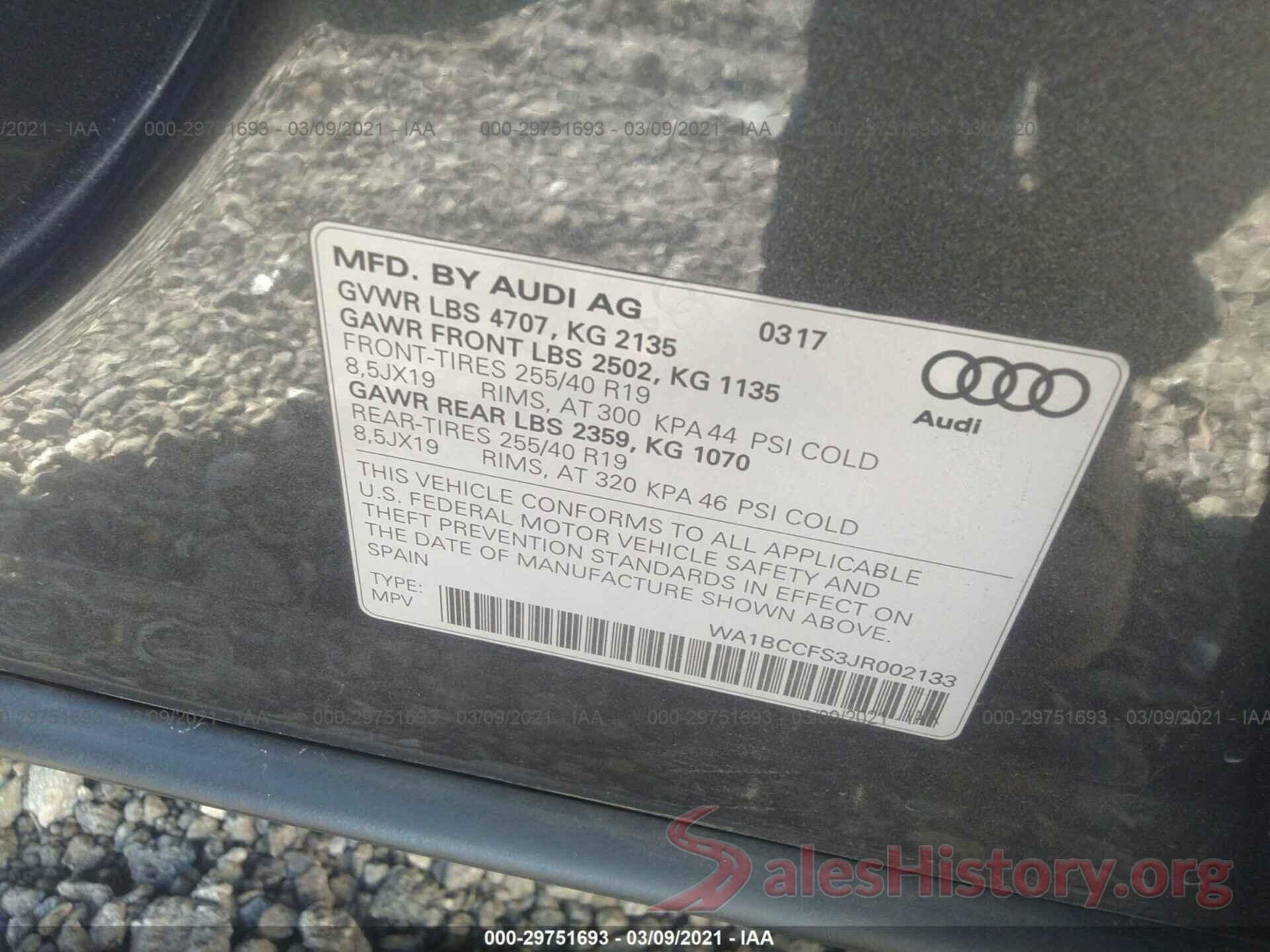 WA1BCCFS3JR002133 2018 AUDI Q3