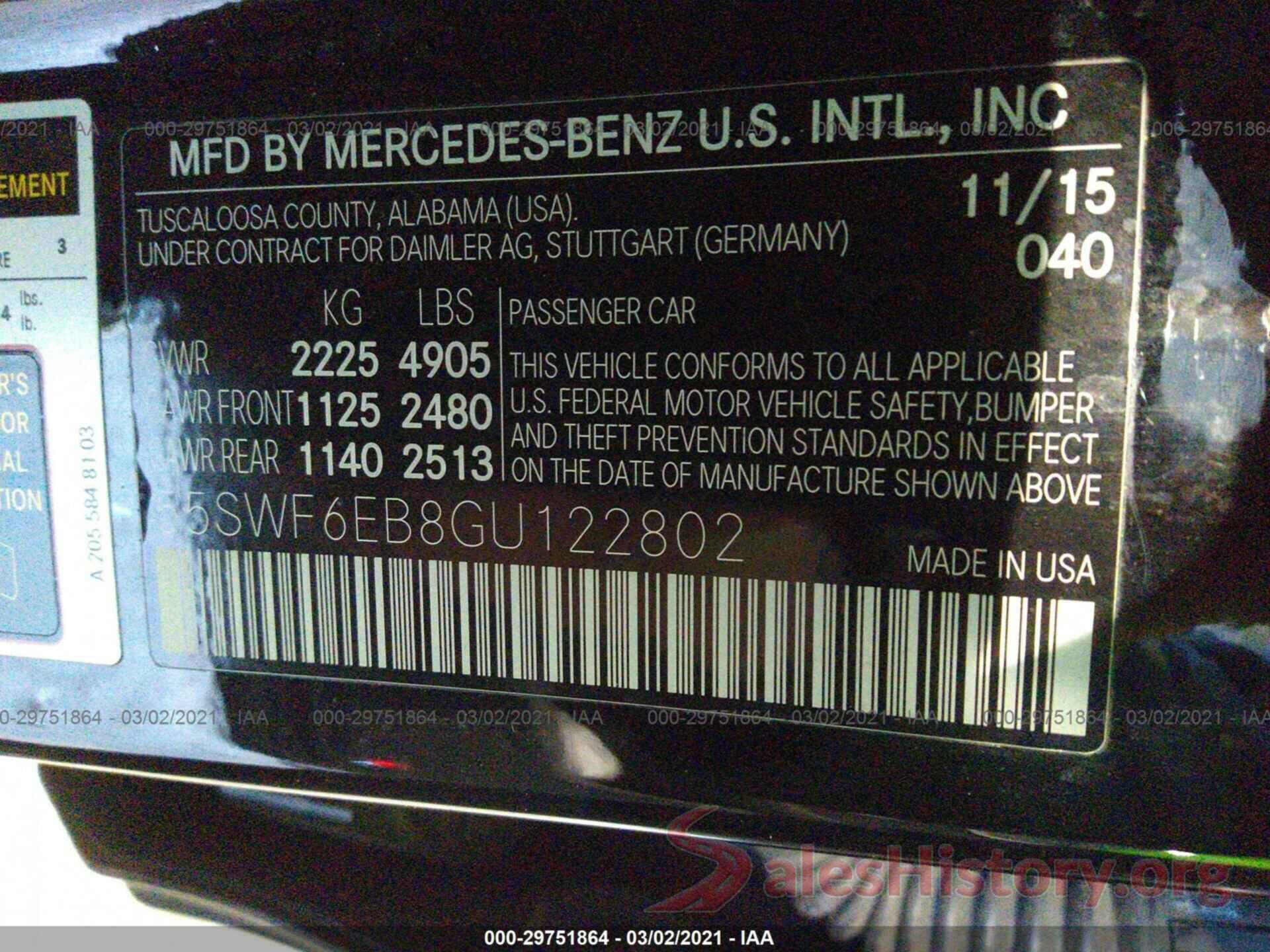 55SWF6EB8GU122802 2016 MERCEDES-BENZ C-CLASS