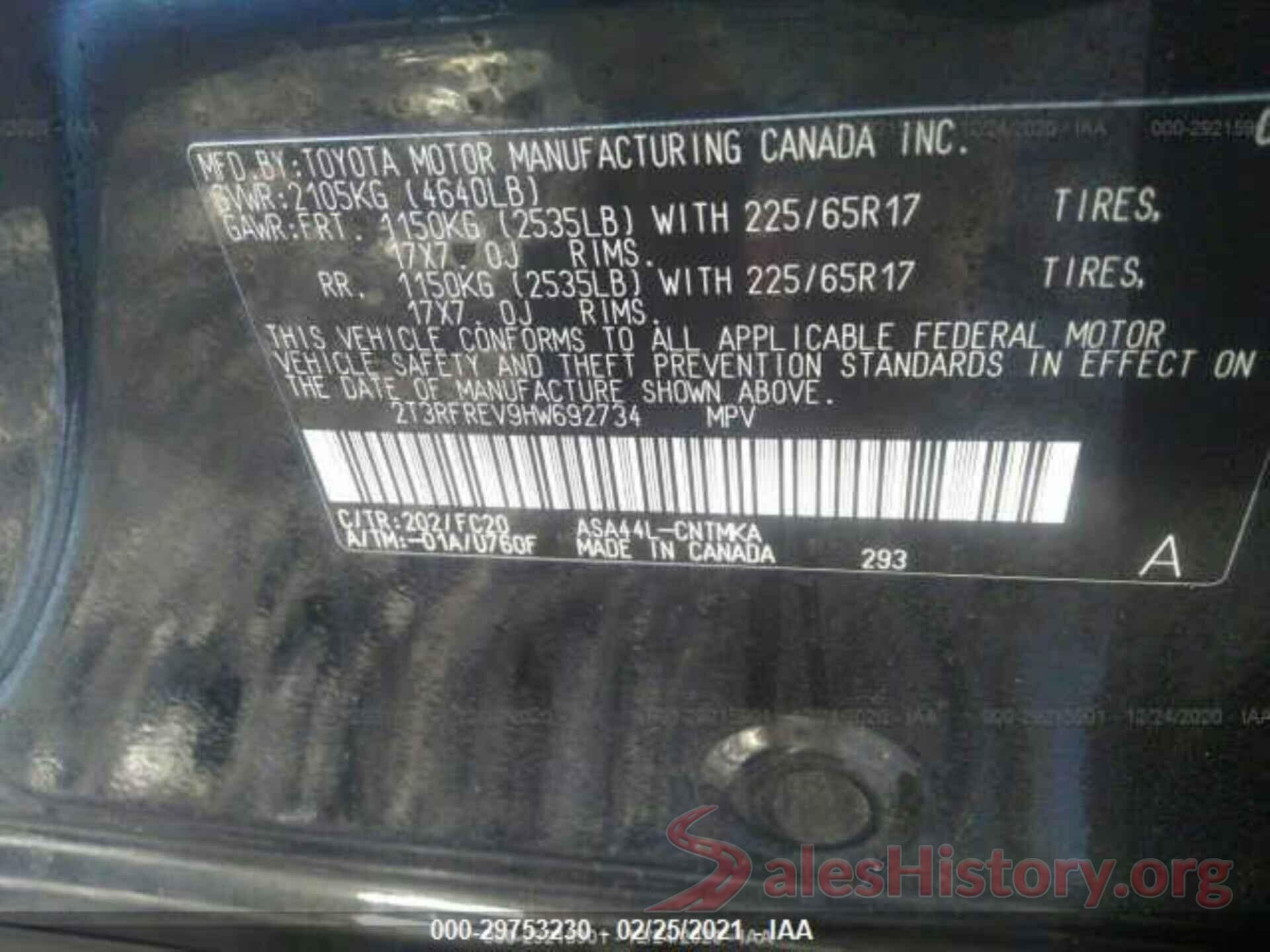 2T3RFREV9HW692734 2017 TOYOTA RAV4