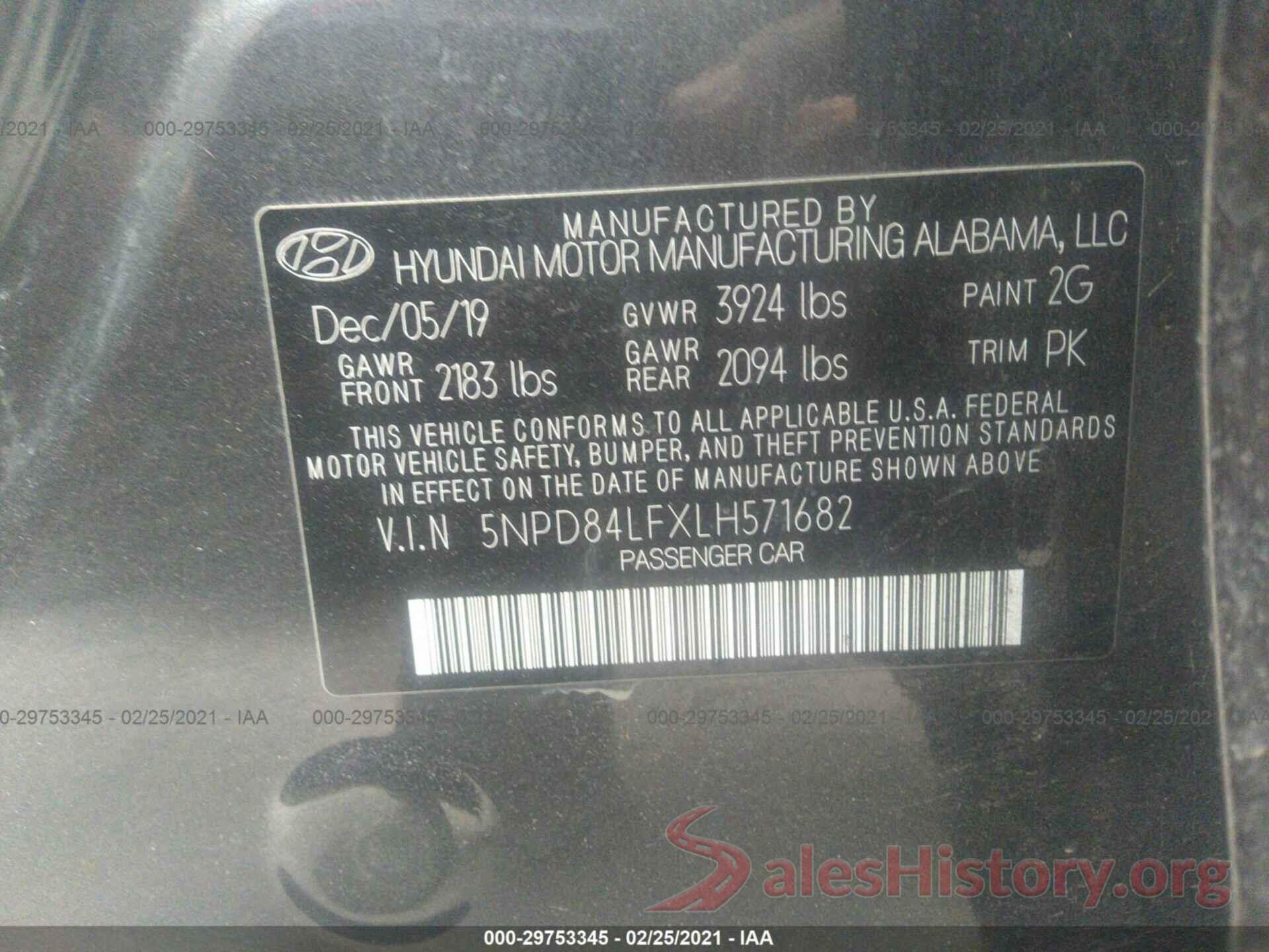 5NPD84LFXLH571682 2020 HYUNDAI ELANTRA