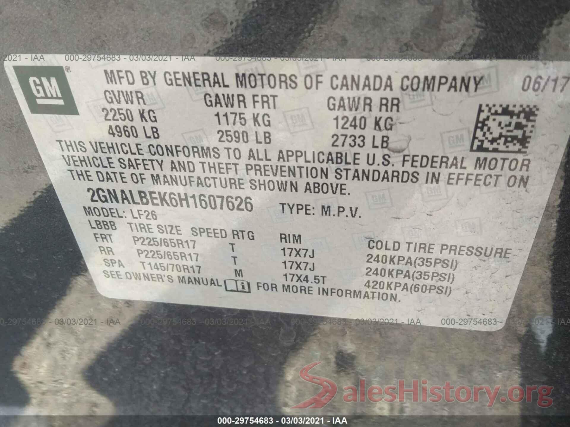 2GNALBEK6H1607626 2017 CHEVROLET EQUINOX