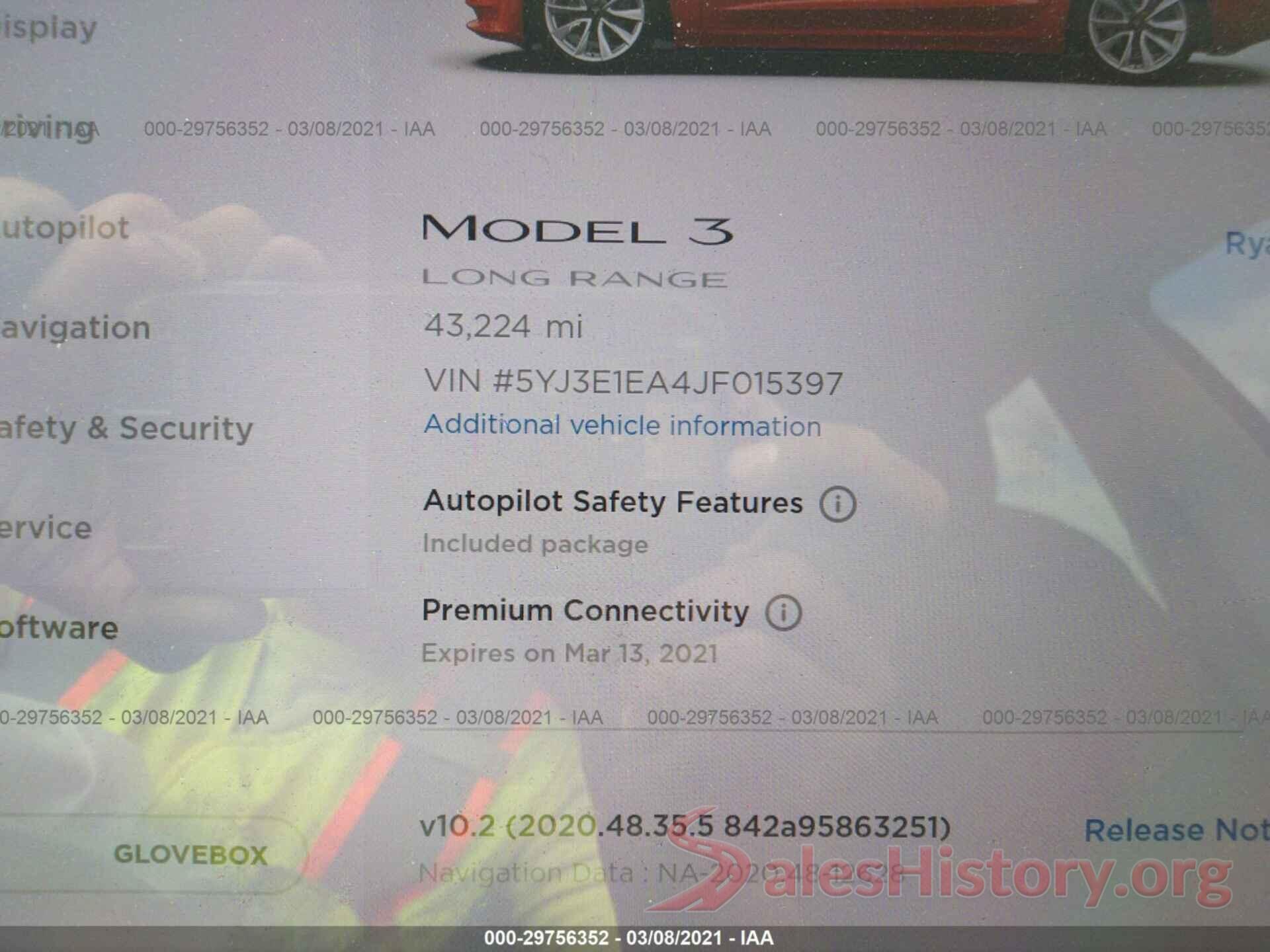 5YJ3E1EA4JF015397 2018 TESLA MODEL 3