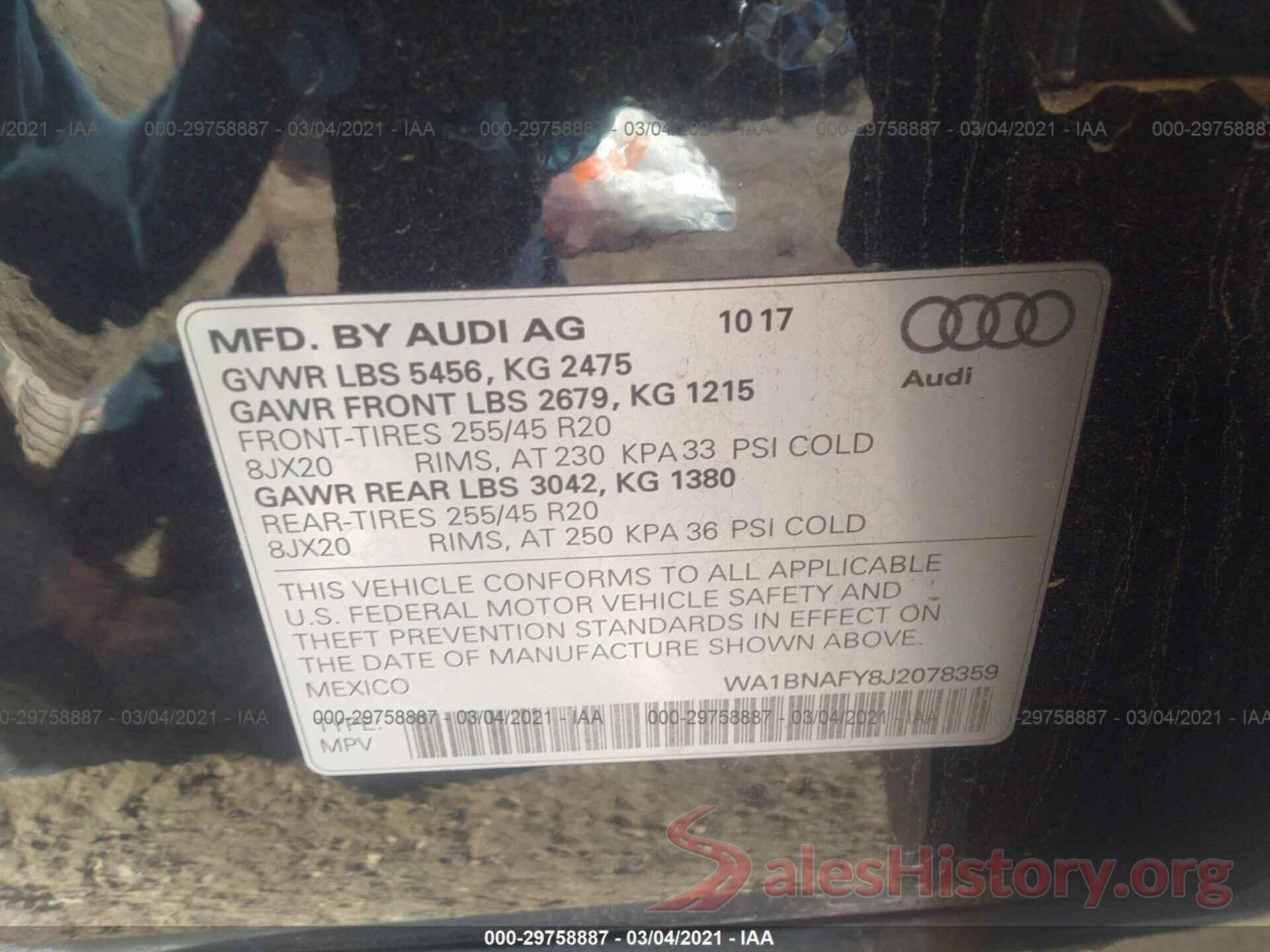 WA1BNAFY8J2078359 2018 AUDI Q5