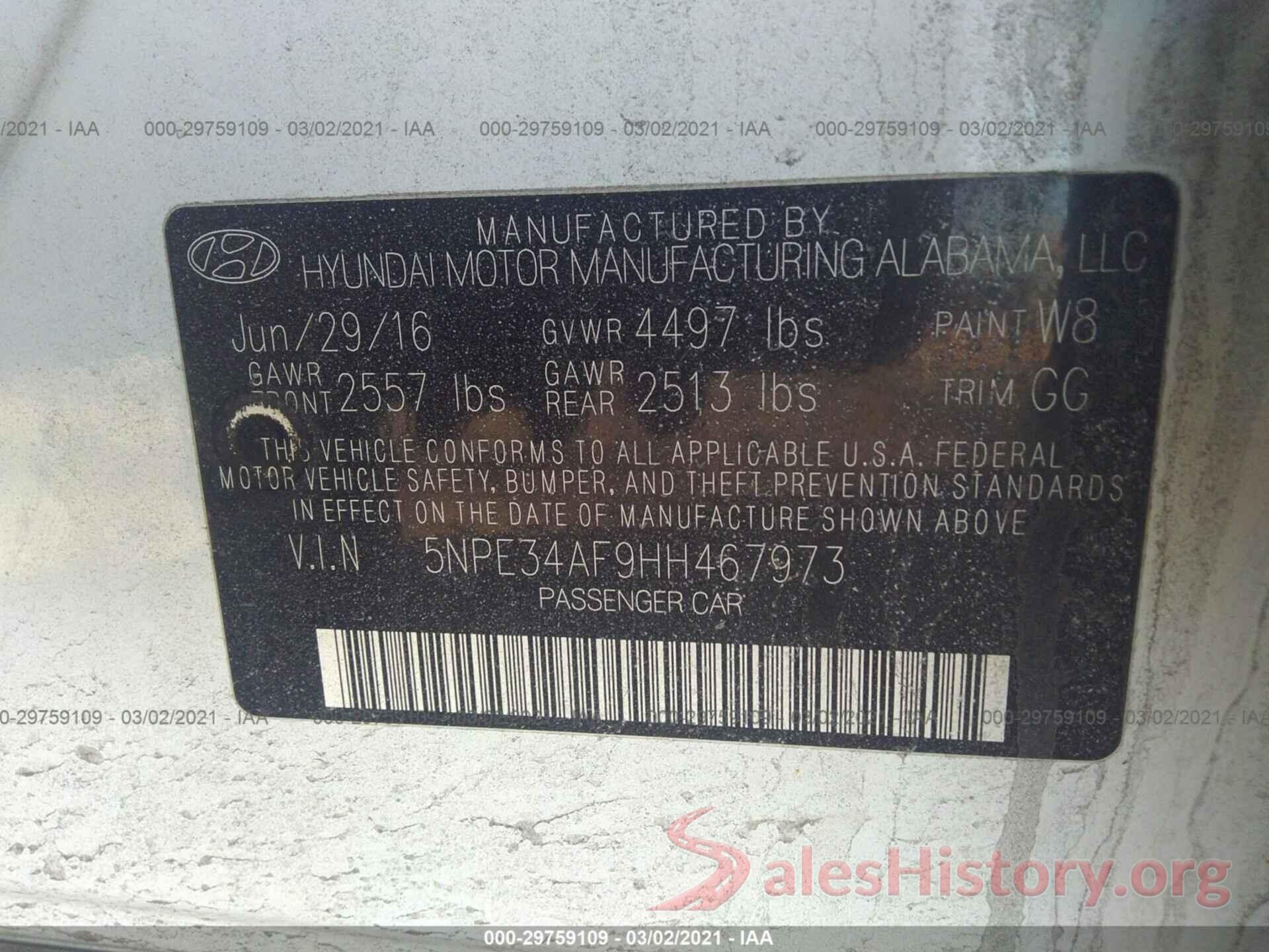 5NPE34AF9HH467973 2017 HYUNDAI SONATA