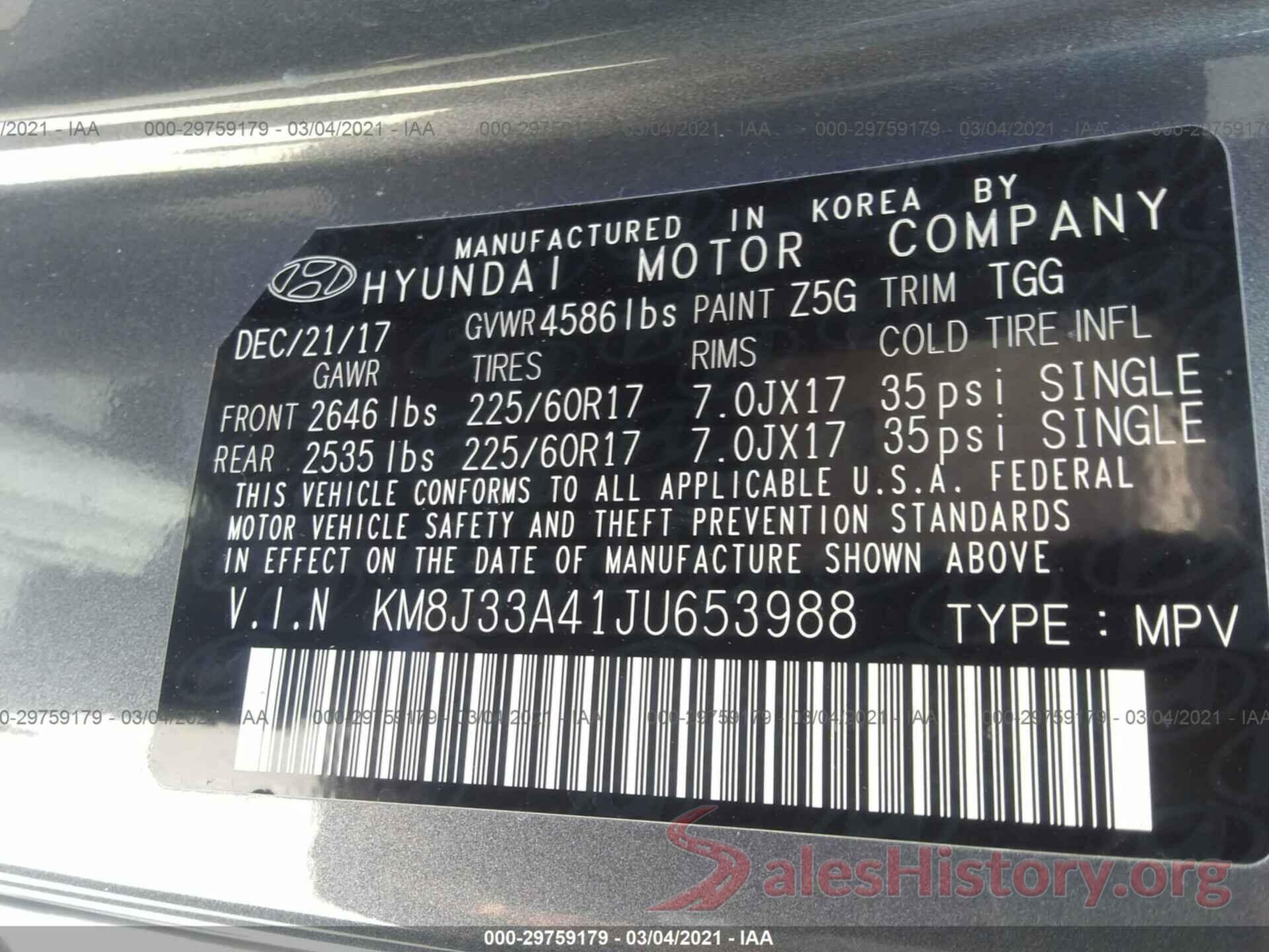 KM8J33A41JU653988 2018 HYUNDAI TUCSON