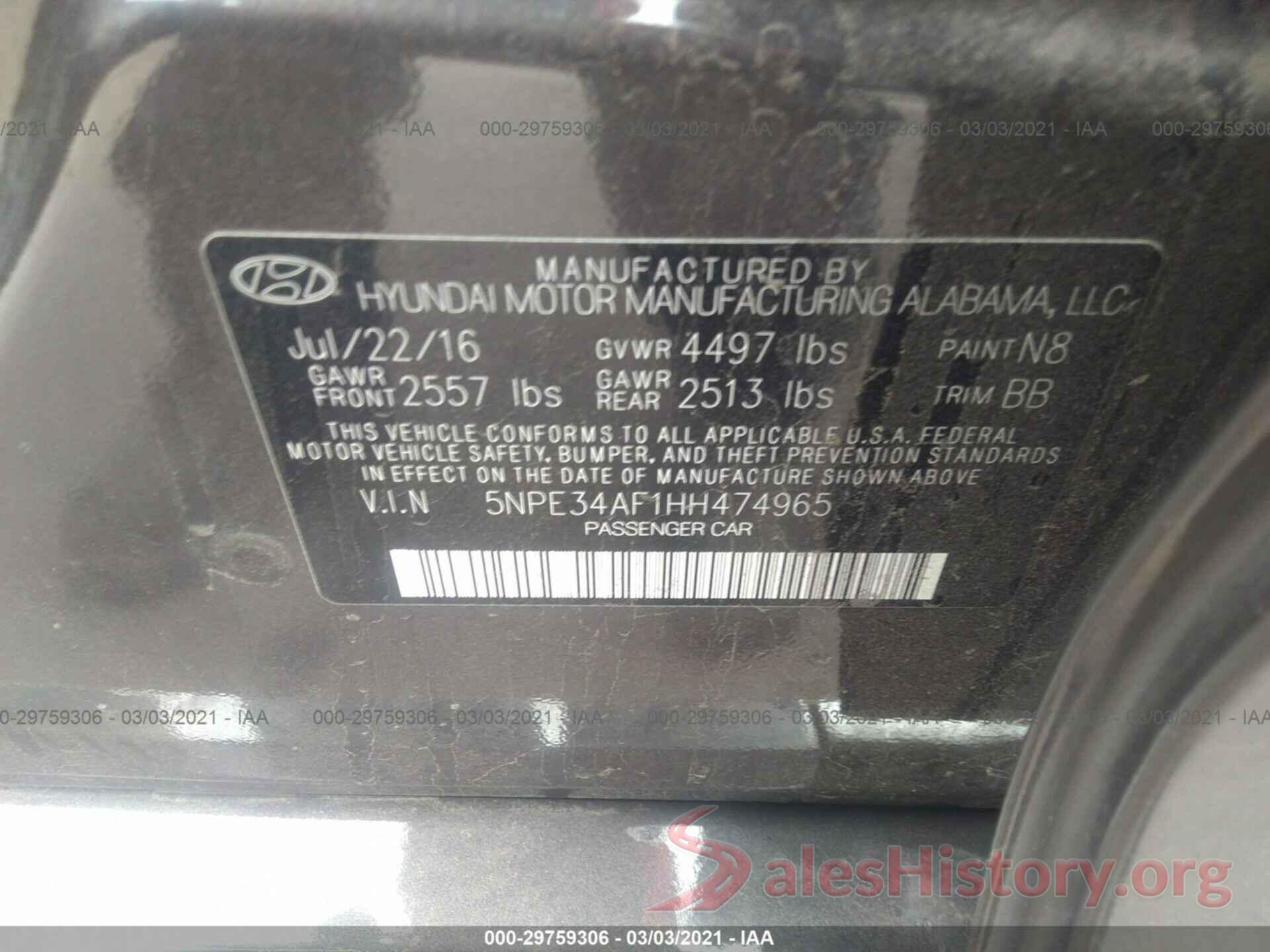 5NPE34AF1HH474965 2017 HYUNDAI SONATA