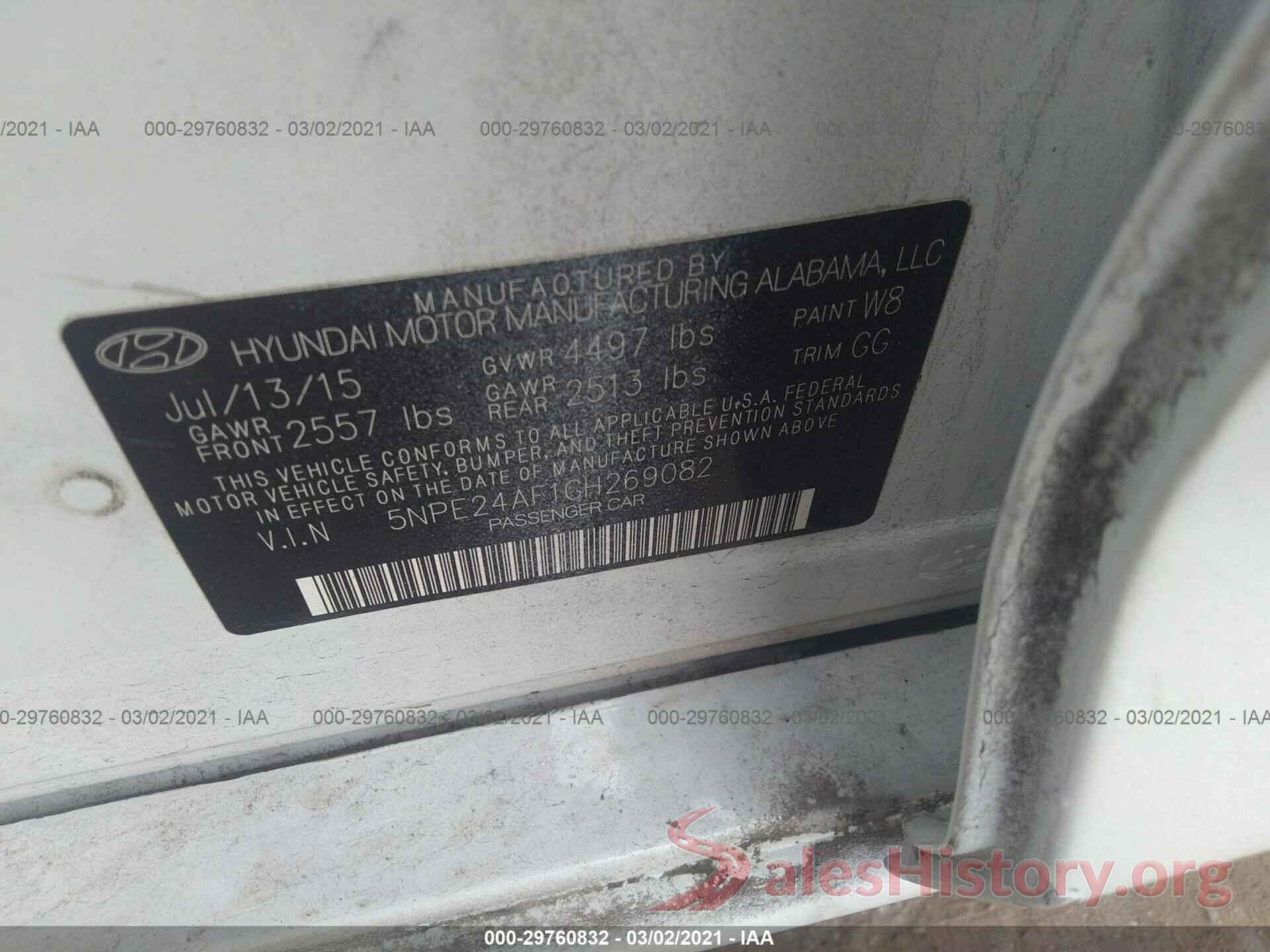 5NPE24AF1GH269082 2016 HYUNDAI SONATA