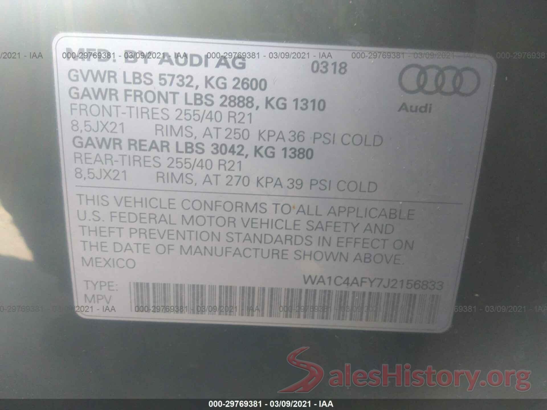 WA1C4AFY7J2156833 2018 AUDI SQ5