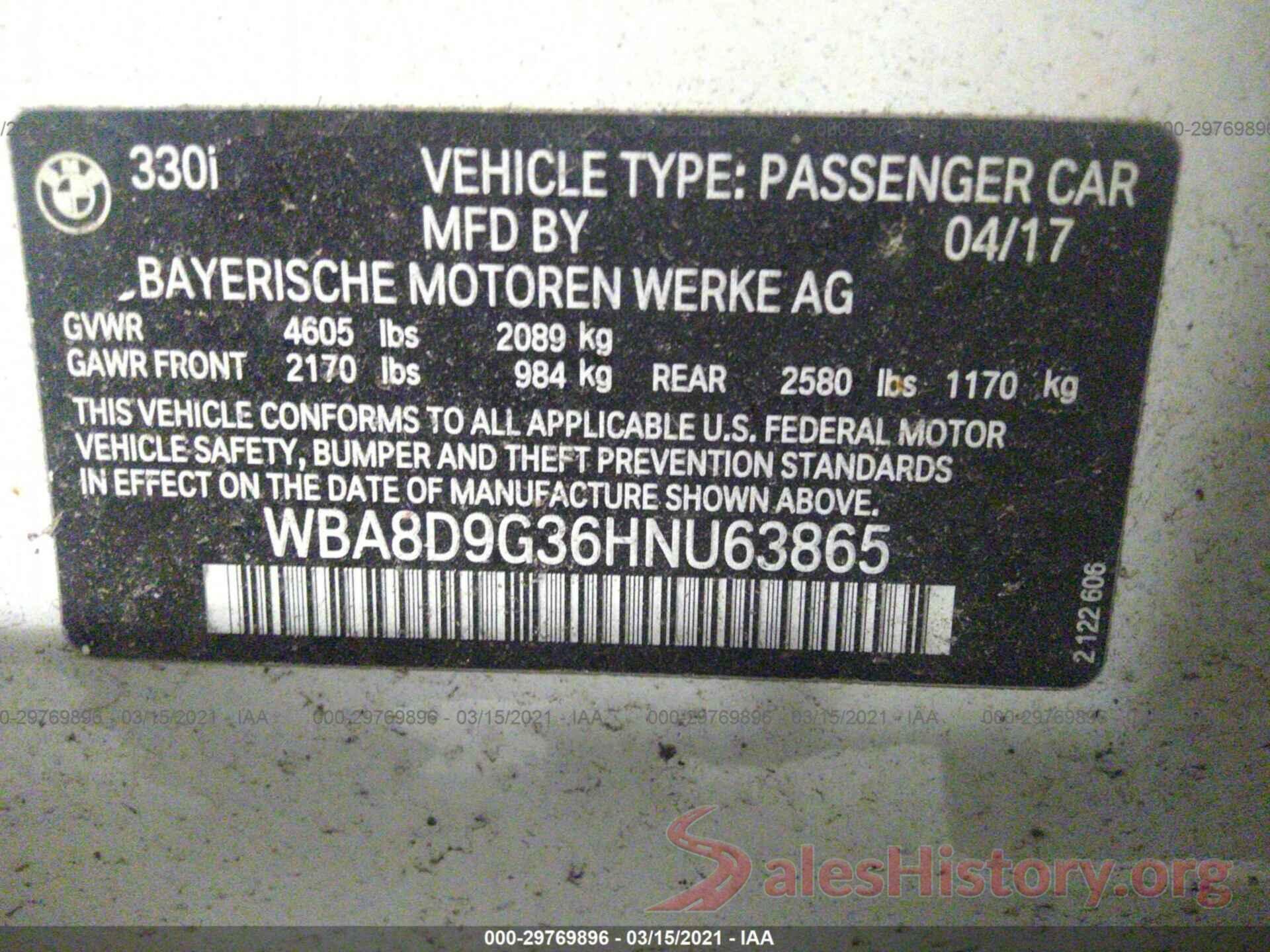 WBA8D9G36HNU63865 2017 BMW 3 SERIES