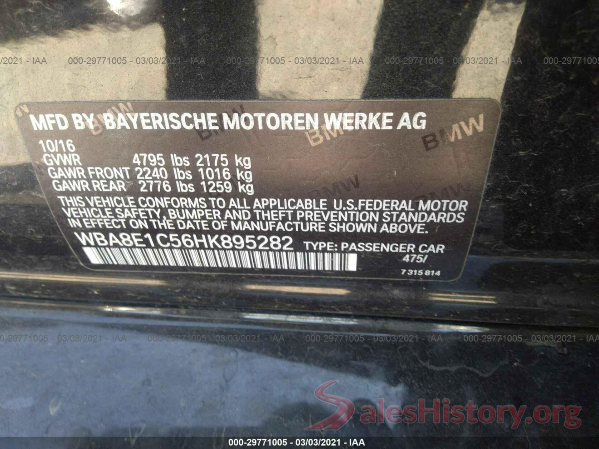 WBA8E1C56HK895282 2017 BMW 3 SERIES