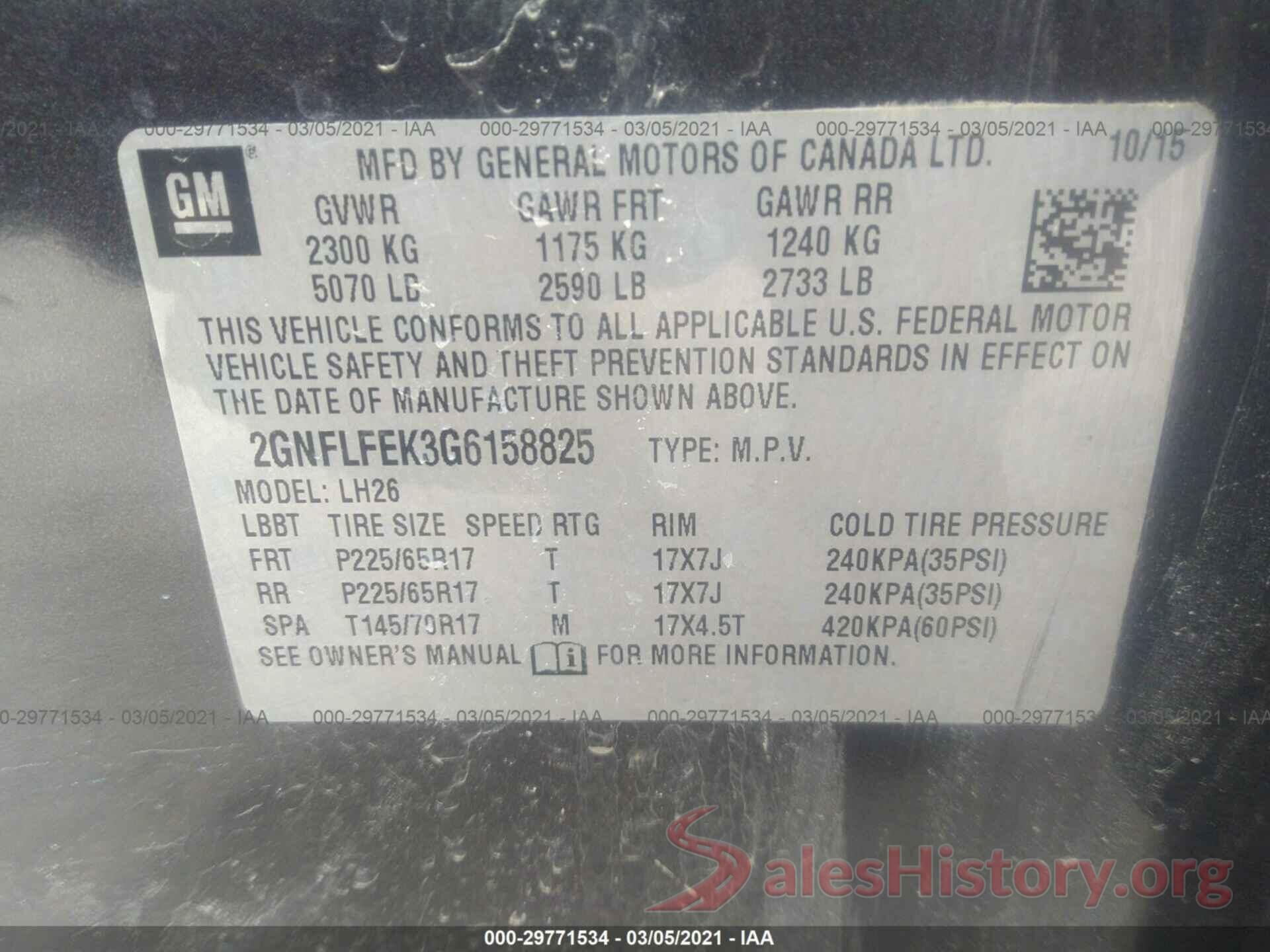 2GNFLFEK3G6158825 2016 CHEVROLET EQUINOX