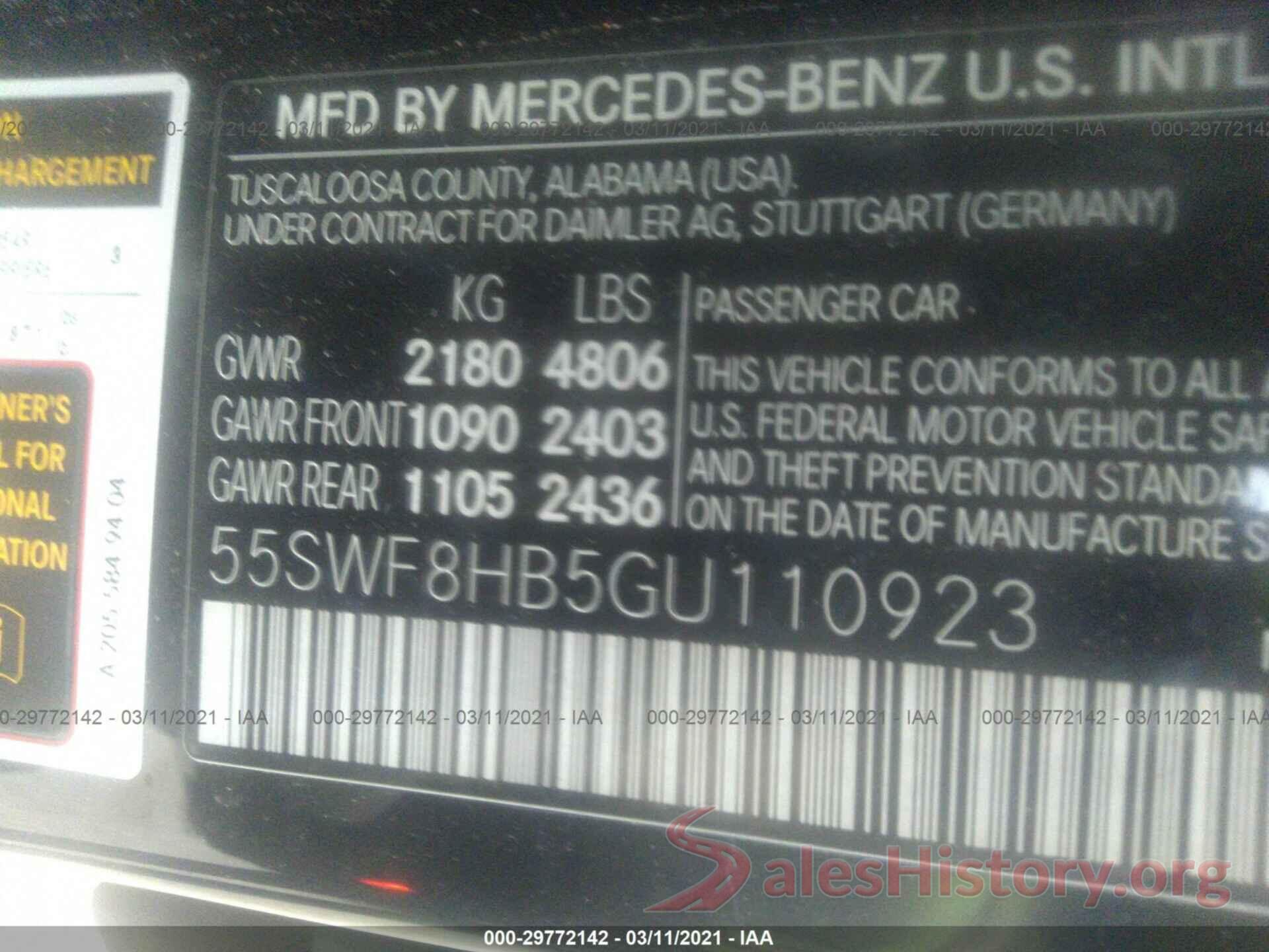 55SWF8HB5GU110923 2016 MERCEDES-BENZ C-CLASS