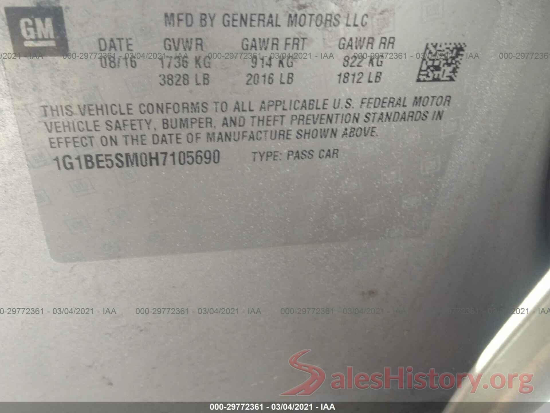 1G1BE5SM0H7105690 2017 CHEVROLET CRUZE