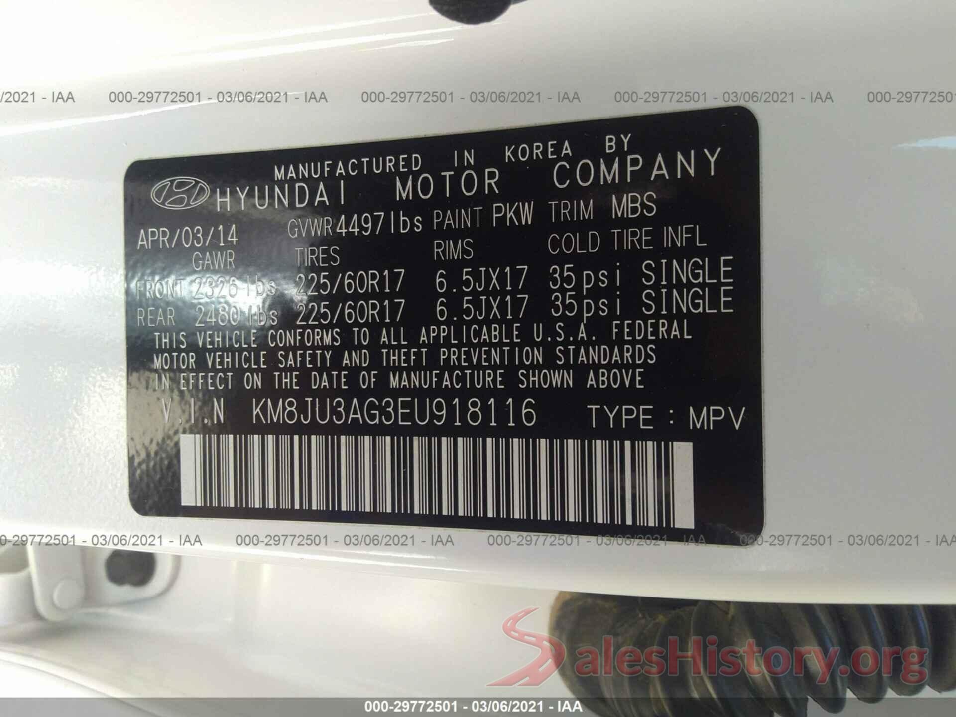 3N1AB7AP7HY359403 2014 HYUNDAI TUCSON