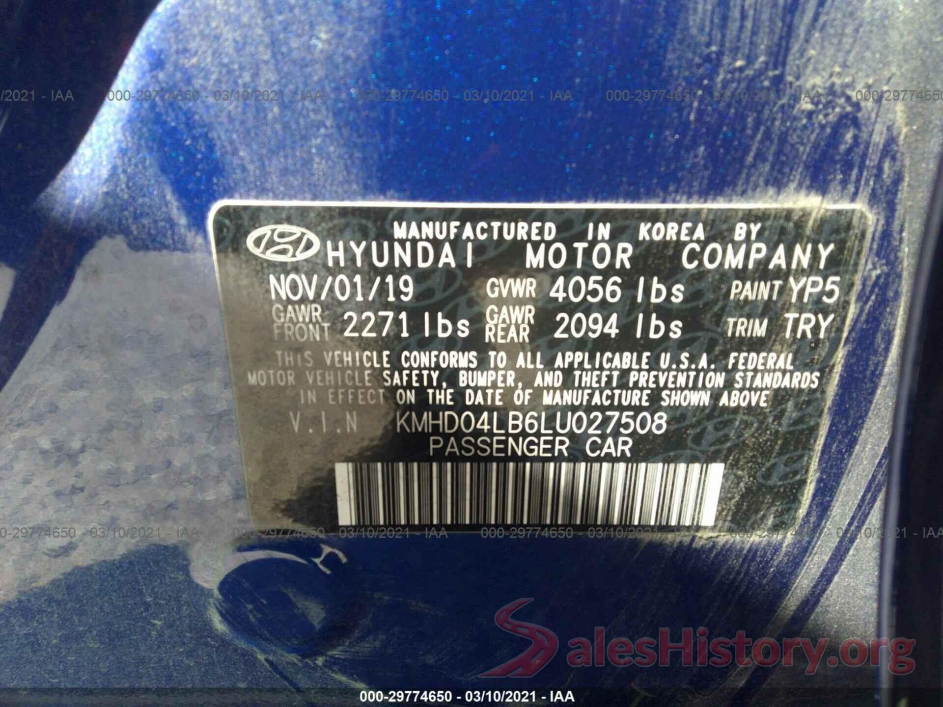 KMHD04LB6LU027508 2020 HYUNDAI ELANTRA