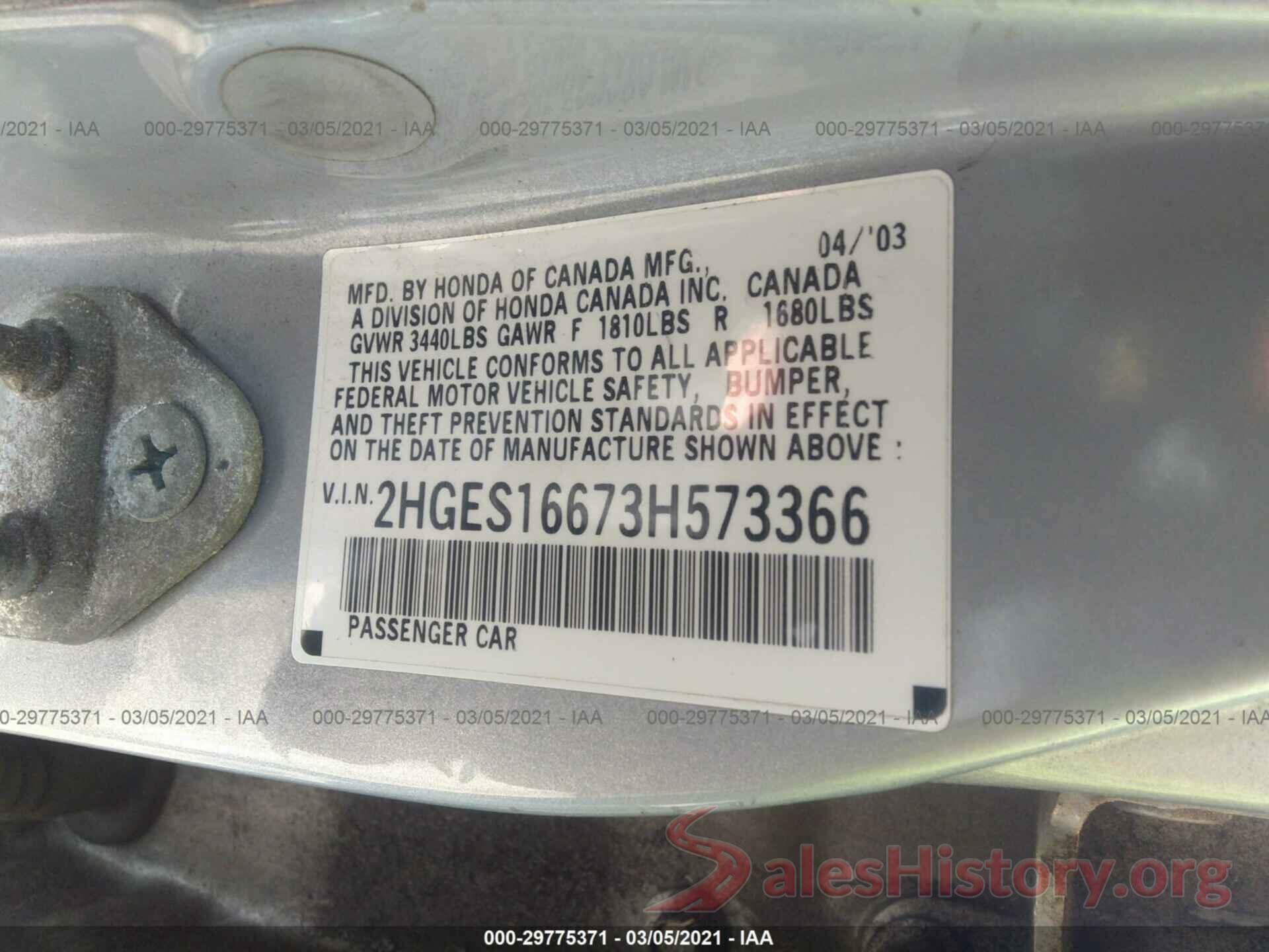 4T1B11HK4JU577945 2003 HONDA CIVIC