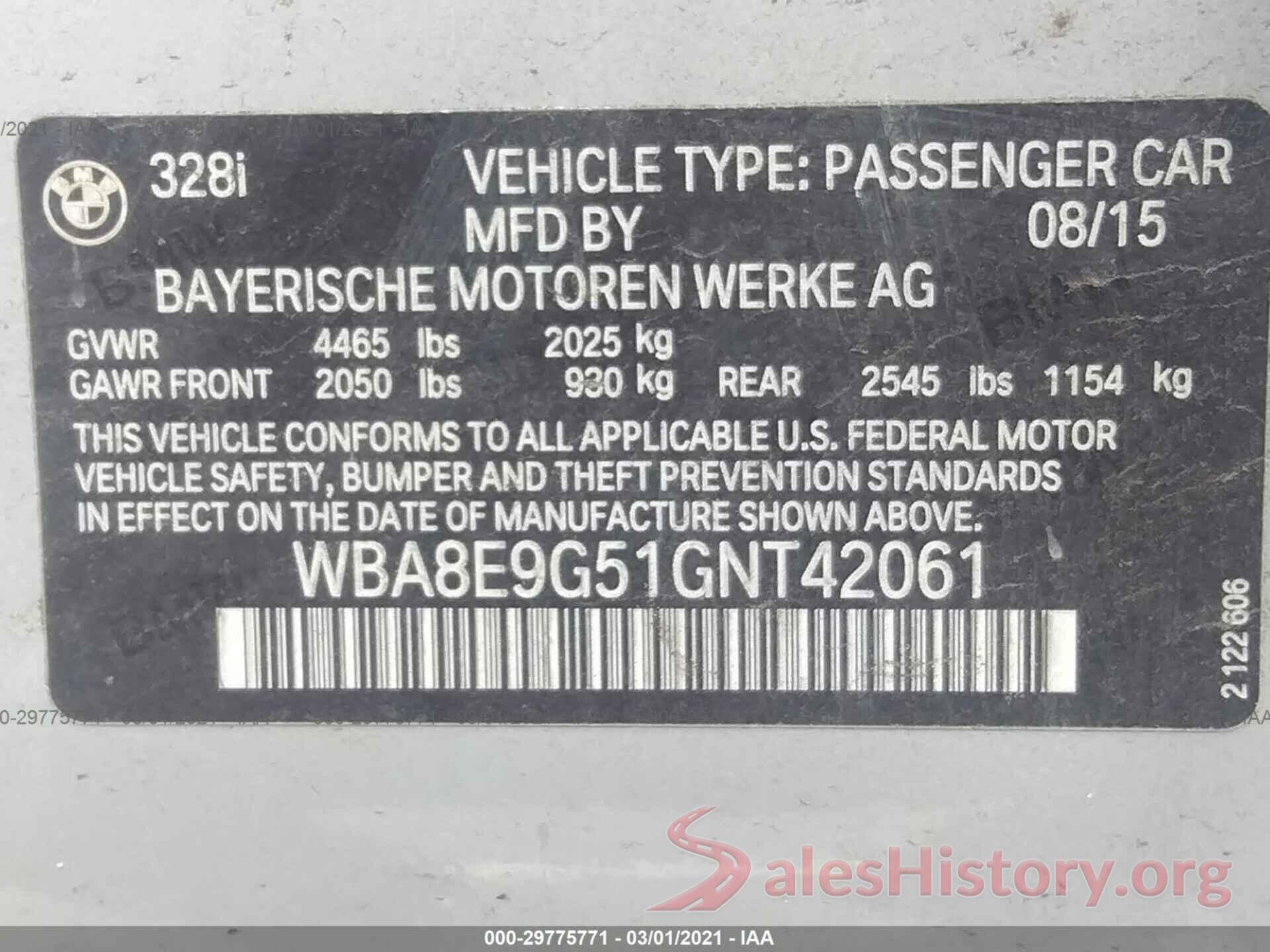 WBA8E9G51GNT42061 2016 BMW 3 SERIES