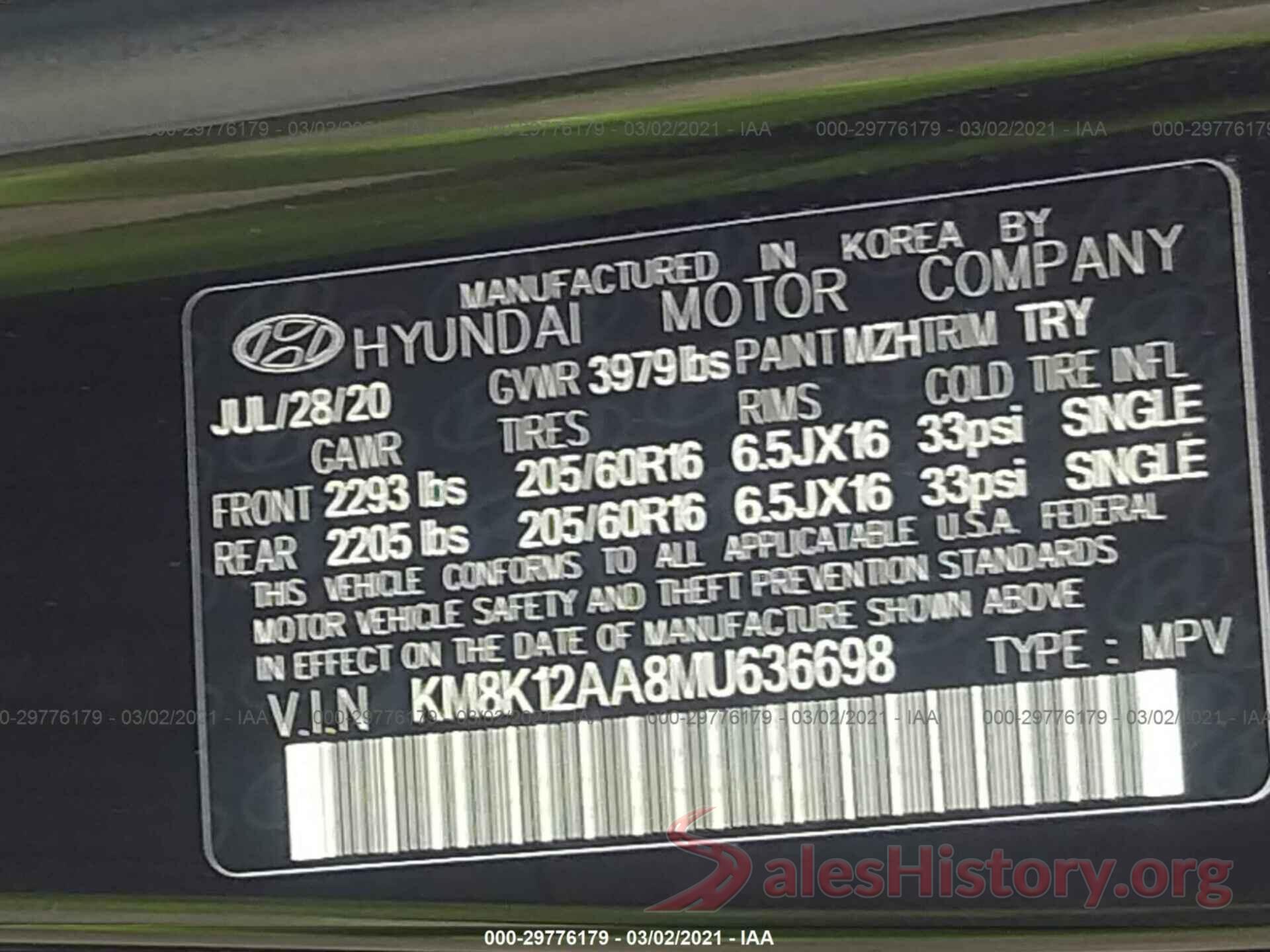 KM8K12AA8MU636698 2021 HYUNDAI KONA