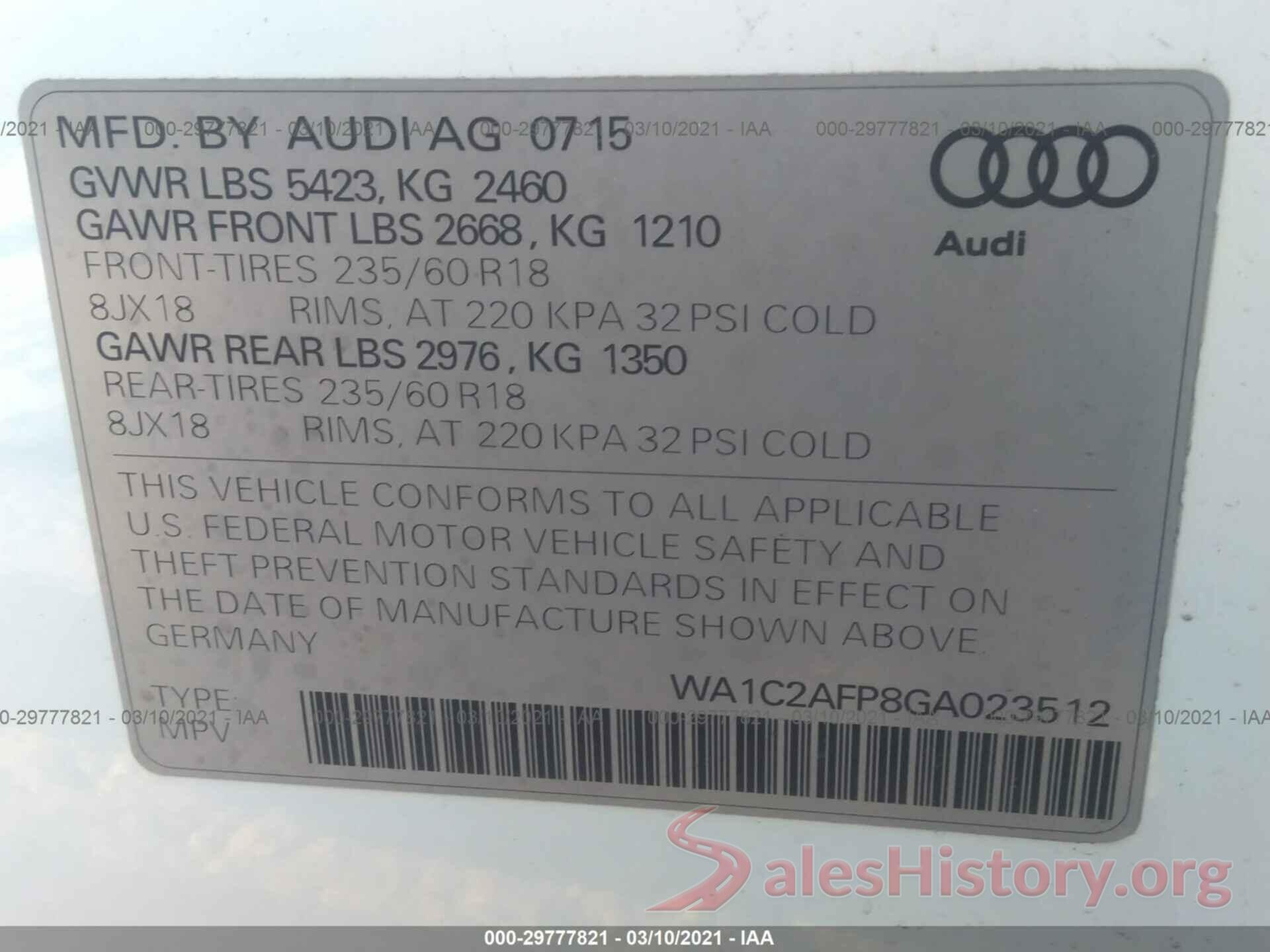 WA1C2AFP8GA023512 2016 AUDI Q5