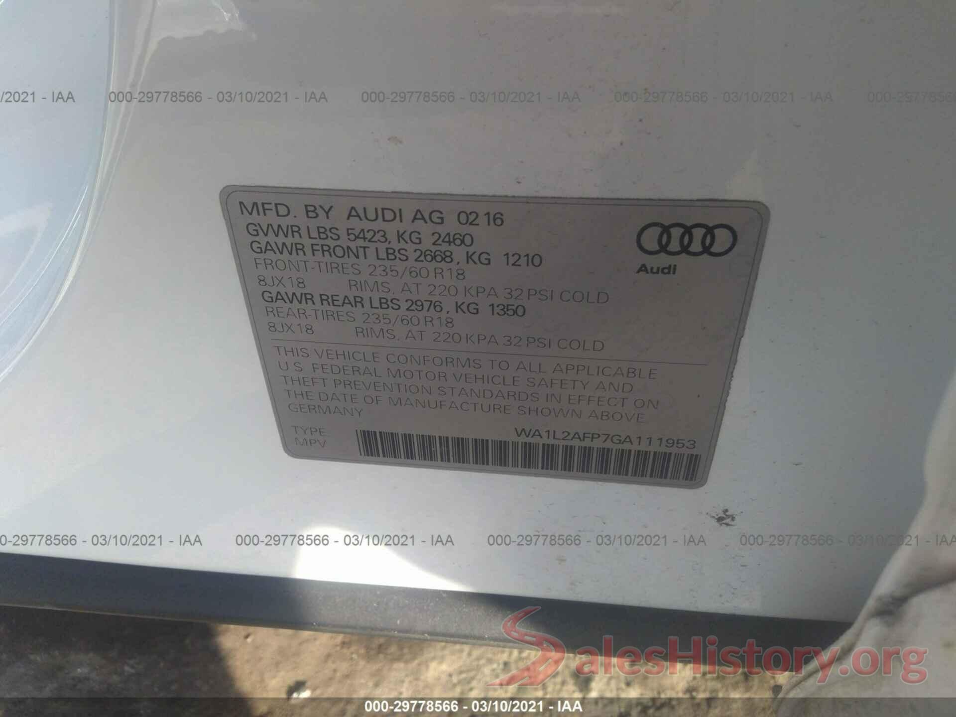 WA1L2AFP7GA111953 2016 AUDI Q5