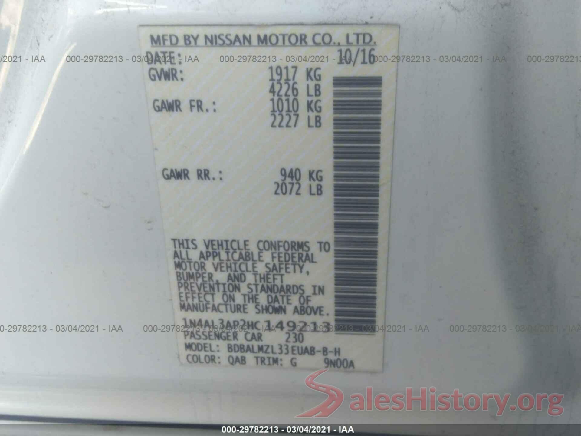 1N4AL3AP2HC149213 2017 NISSAN ALTIMA