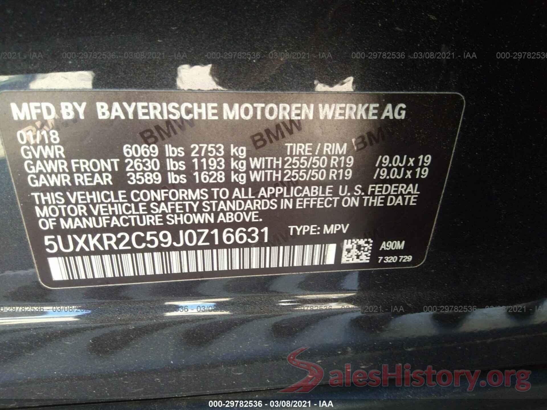 5UXKR2C59J0Z16631 2018 BMW X5