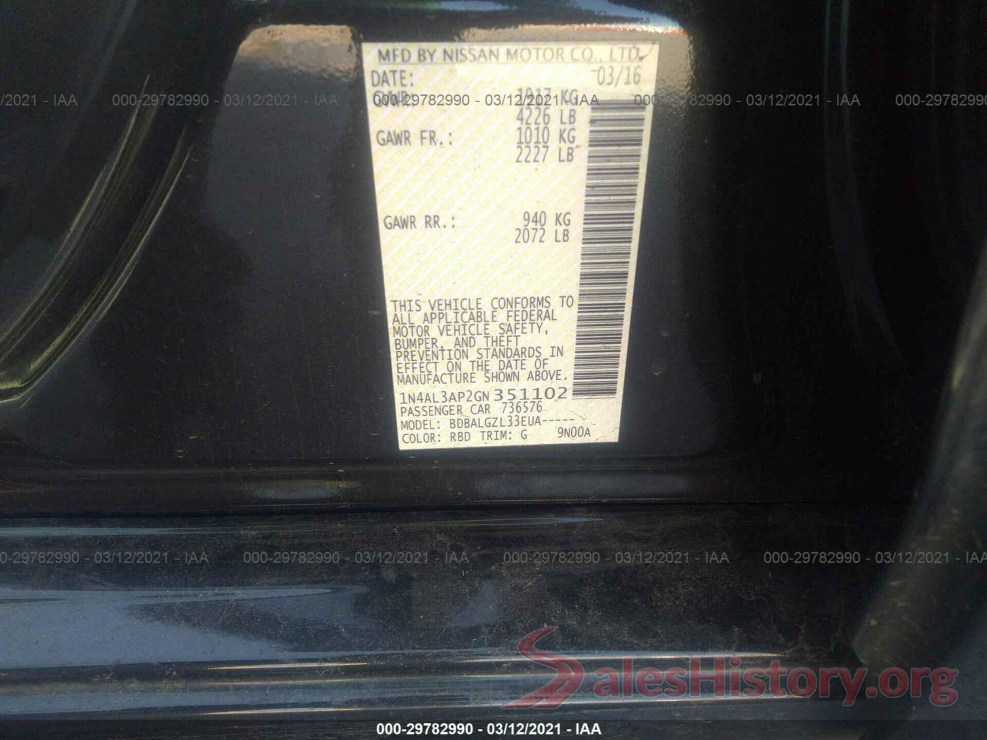 1N4AL3AP2GN351102 2016 NISSAN ALTIMA