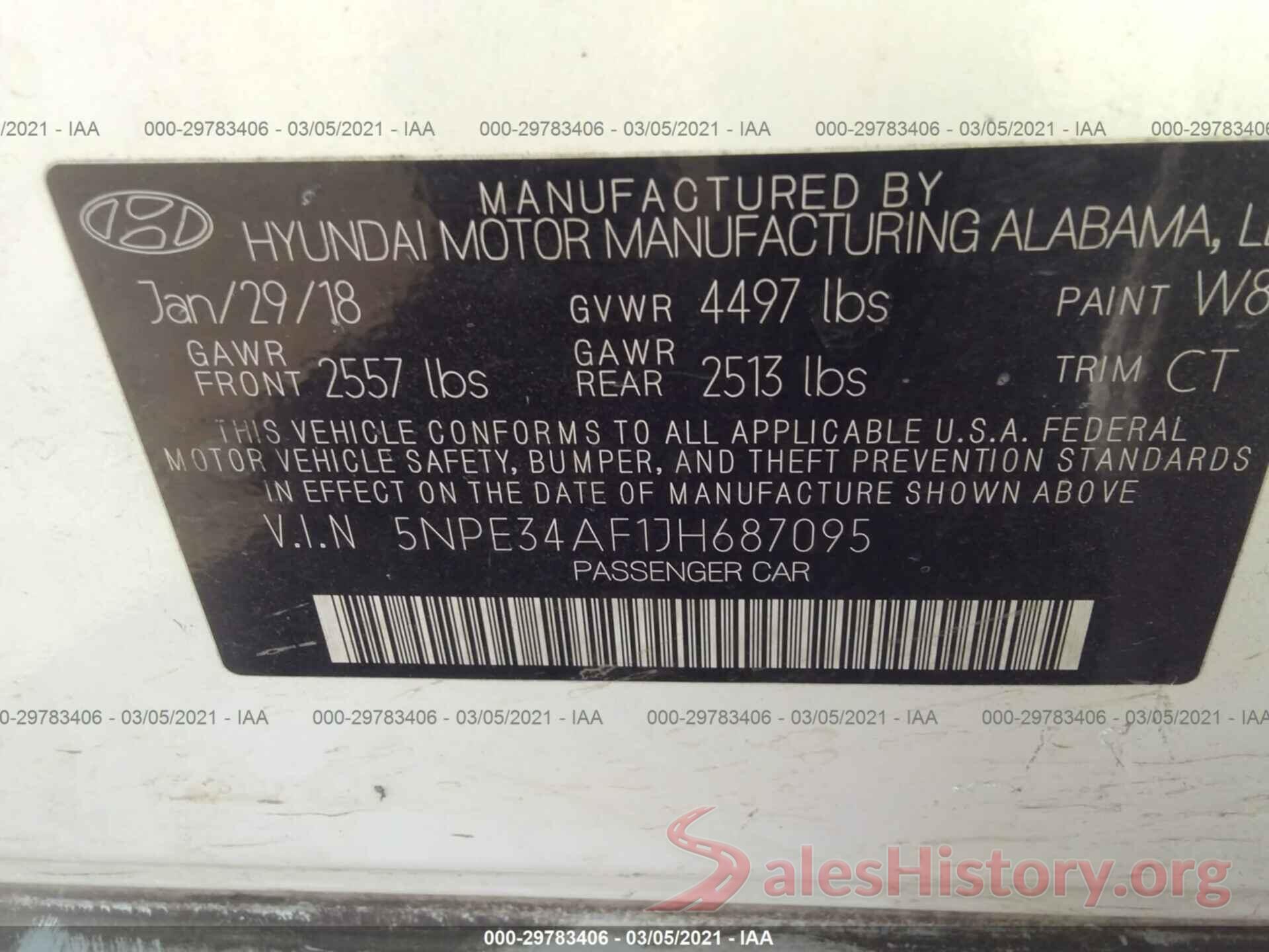 5NPE34AF1JH687095 2018 HYUNDAI SONATA