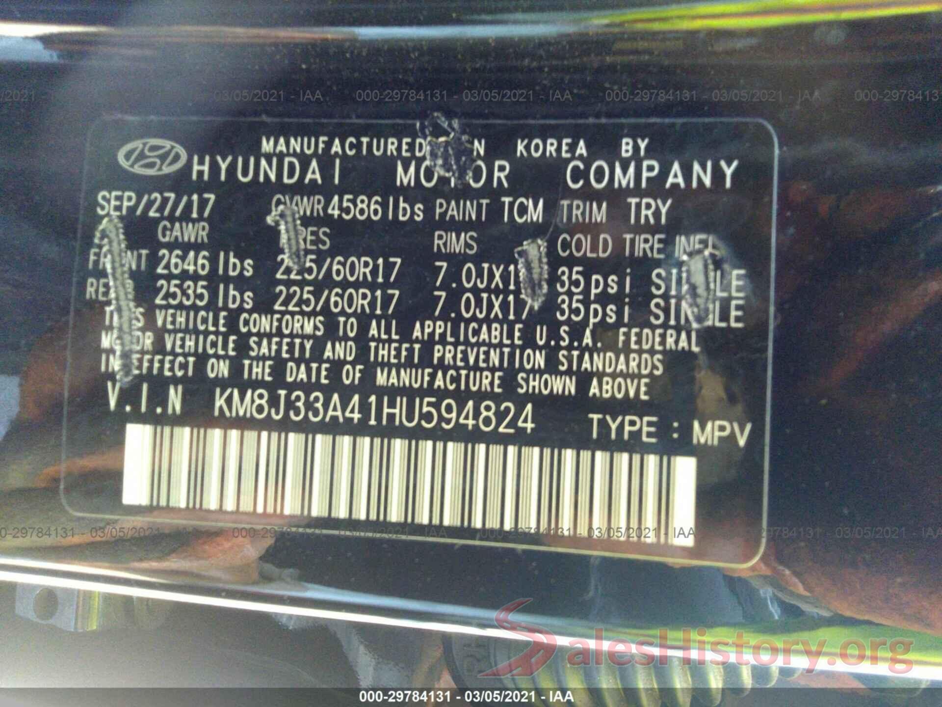 KM8J33A41HU594824 2017 HYUNDAI TUCSON