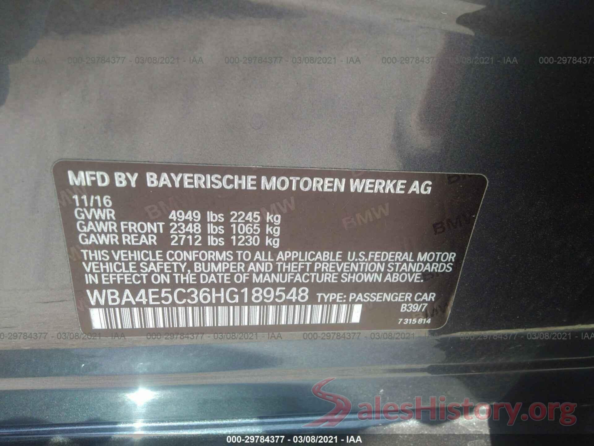 WBA4E5C36HG189548 2017 BMW 4 SERIES