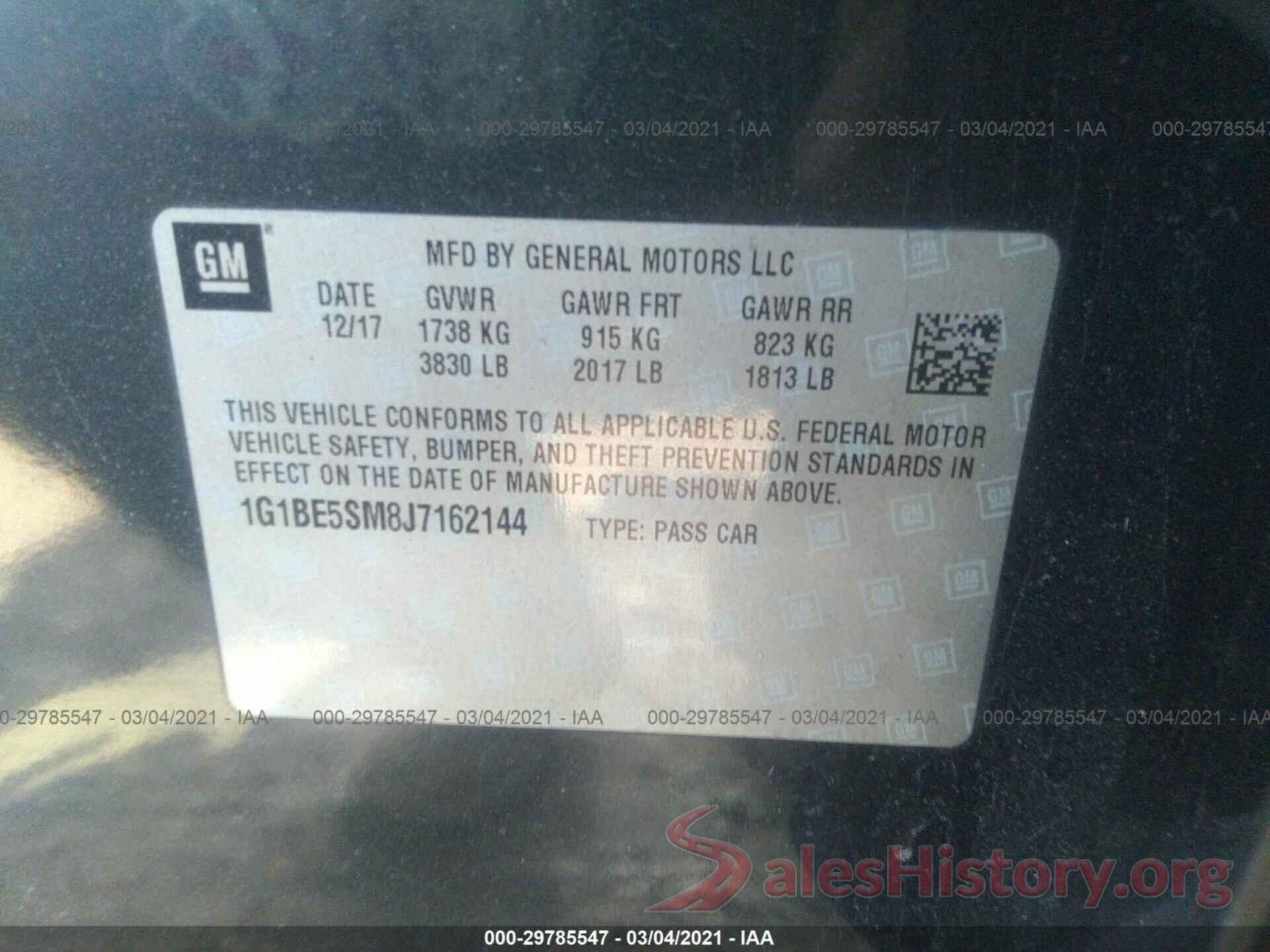 1G1BE5SM8J7162144 2018 CHEVROLET CRUZE