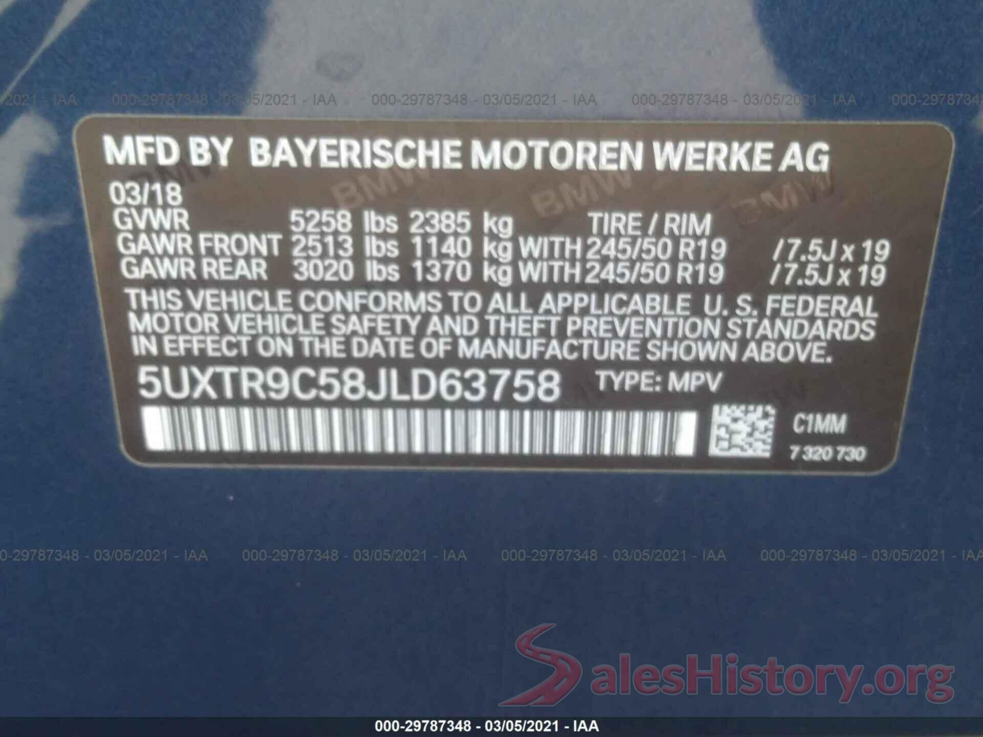 5UXTR9C58JLD63758 2018 BMW X3