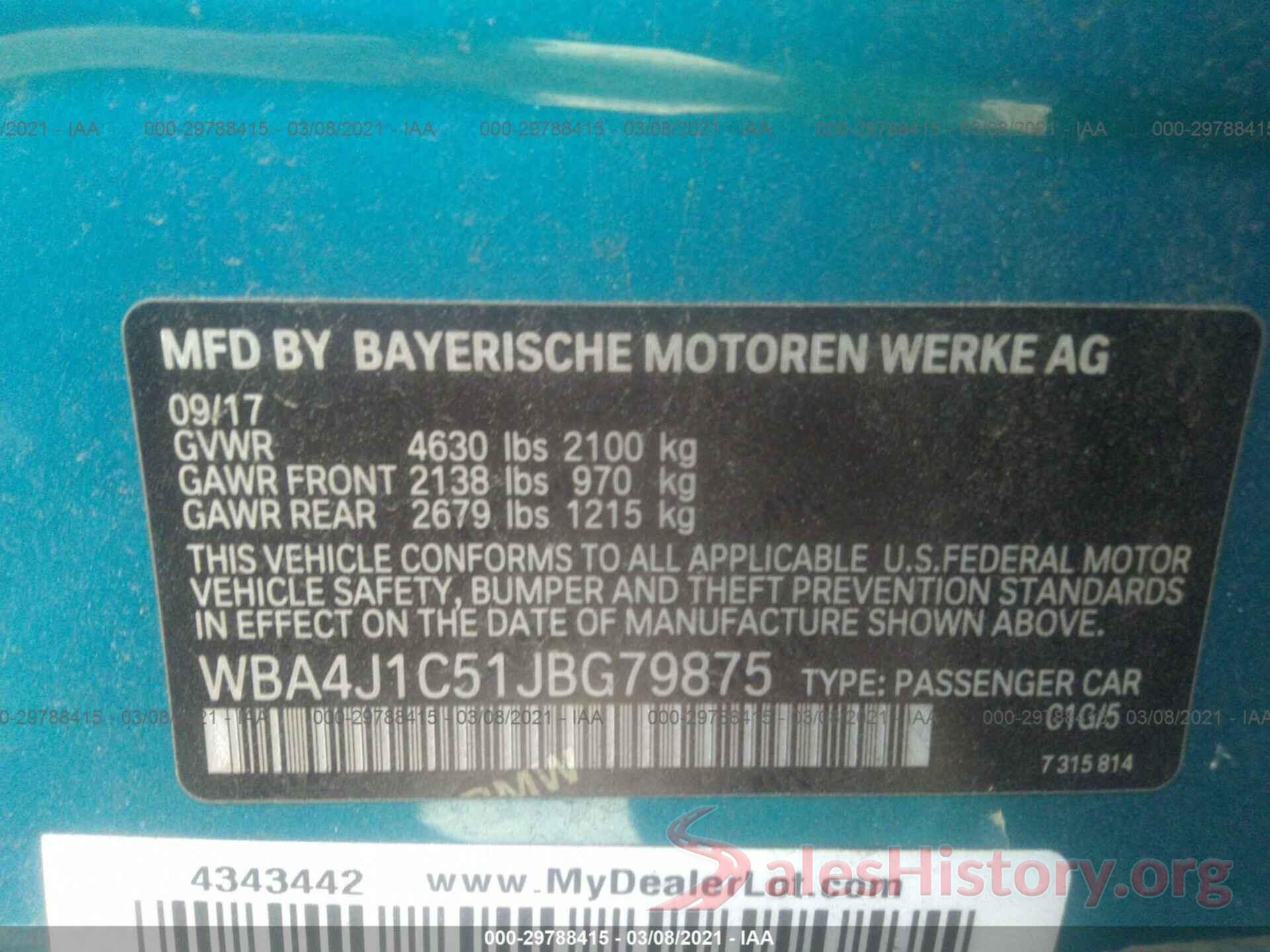 WBA4J1C51JBG79875 2018 BMW 4 SERIES