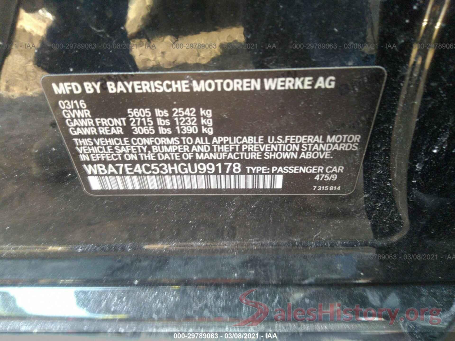 WBA7E4C53HGU99178 2017 BMW 7 SERIES