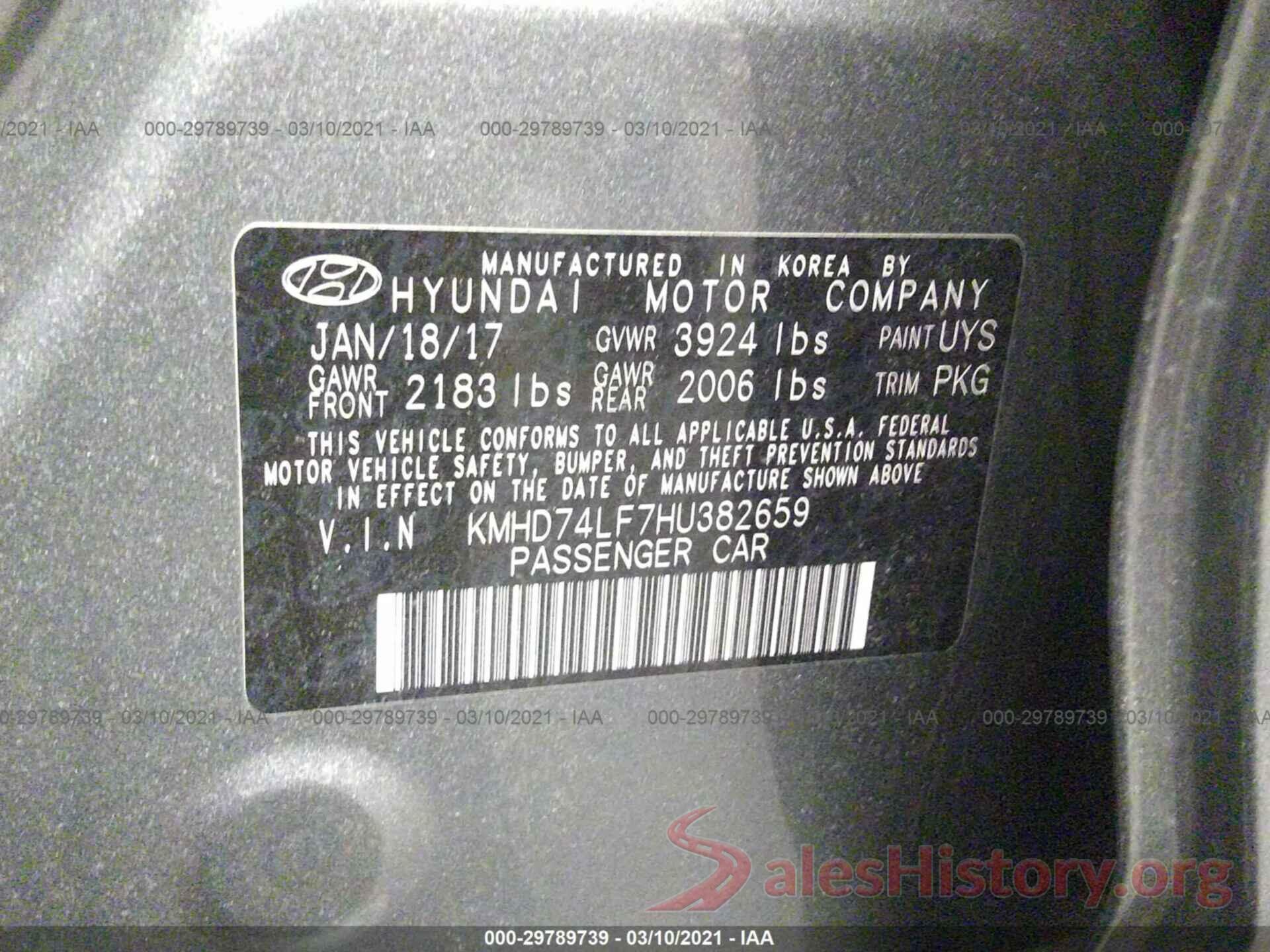 KMHD74LF7HU382659 2017 HYUNDAI ELANTRA