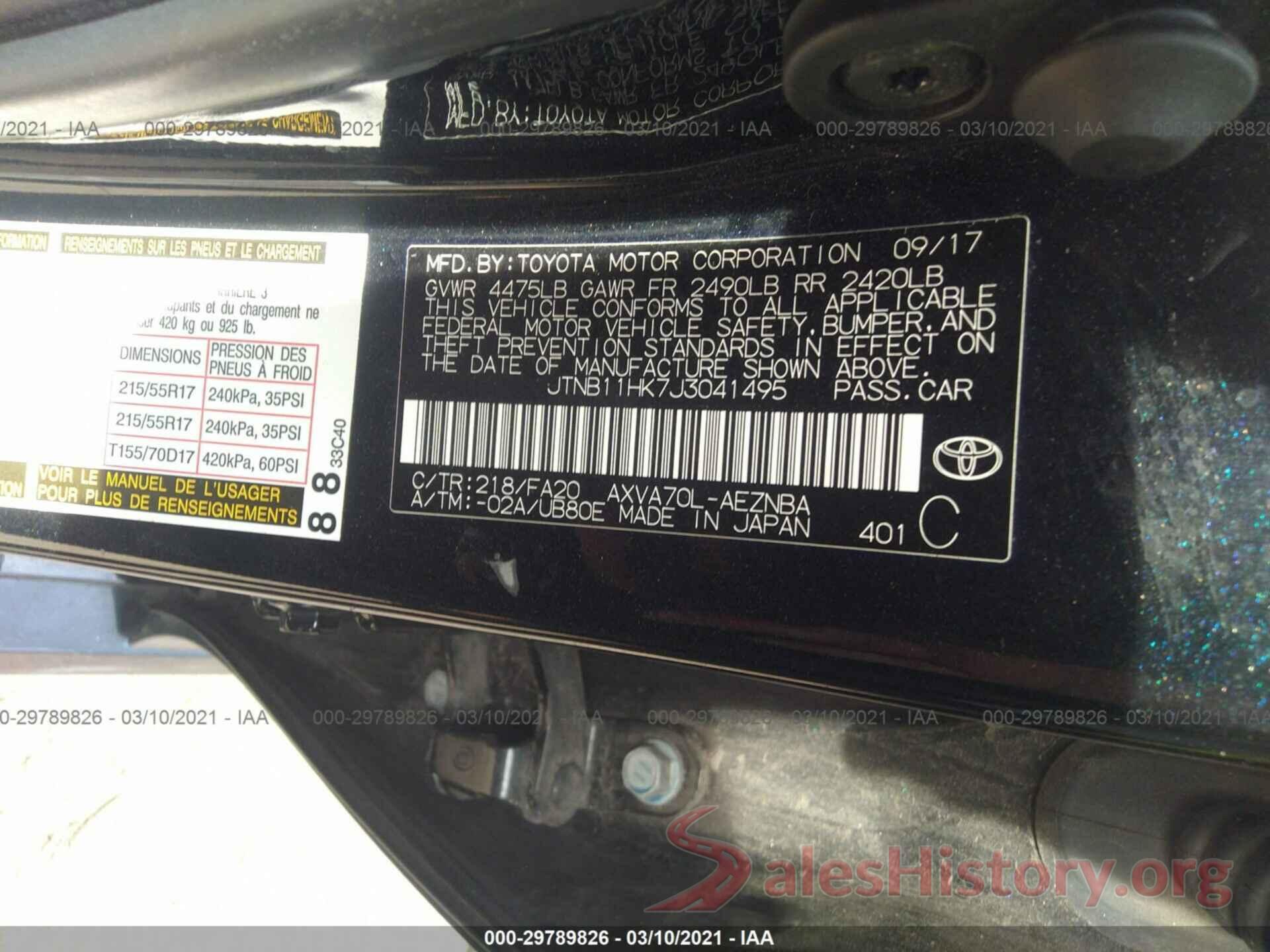 JTNB11HK7J3041495 2018 TOYOTA CAMRY