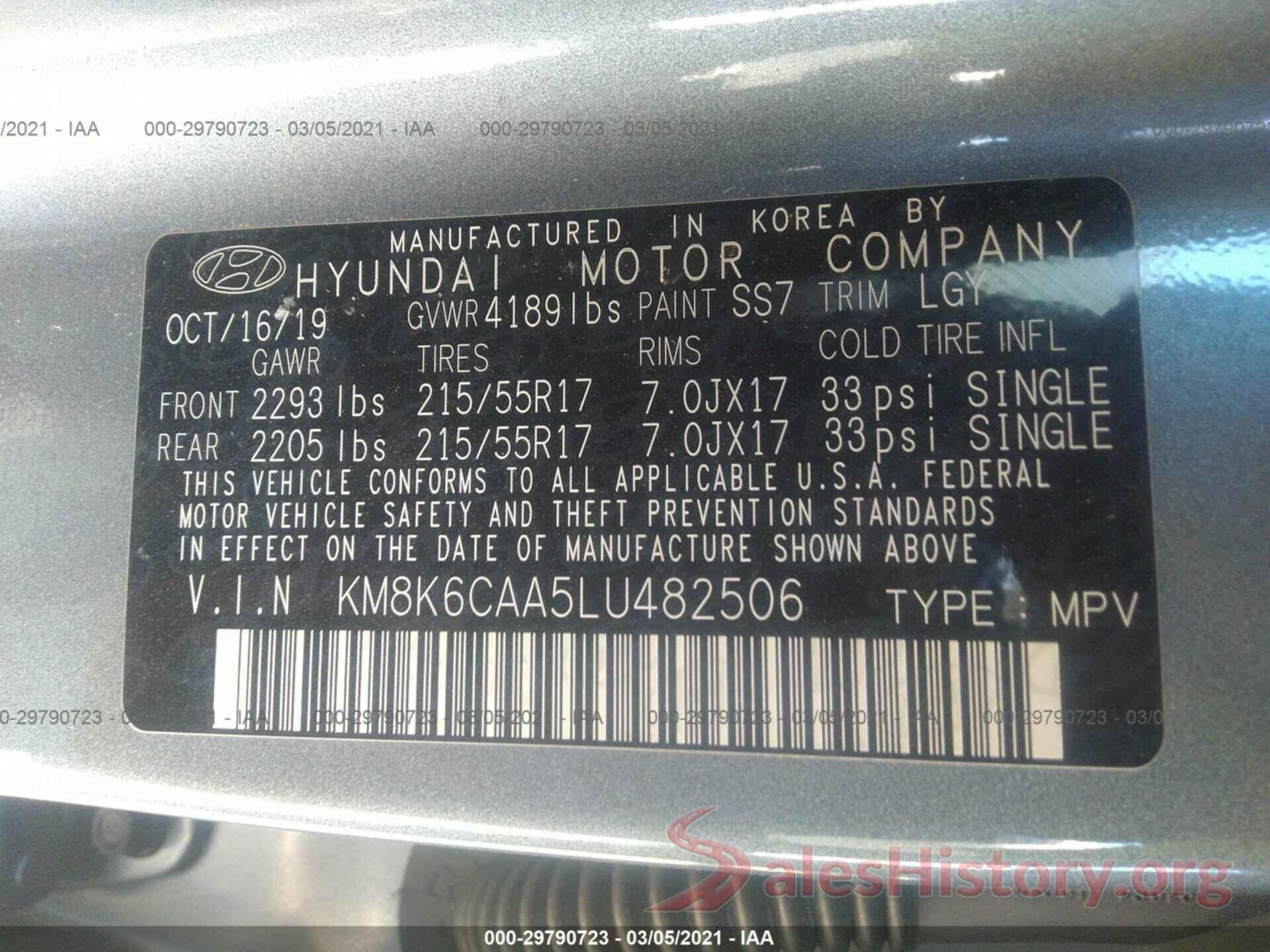 KM8K6CAA5LU482506 2020 HYUNDAI KONA