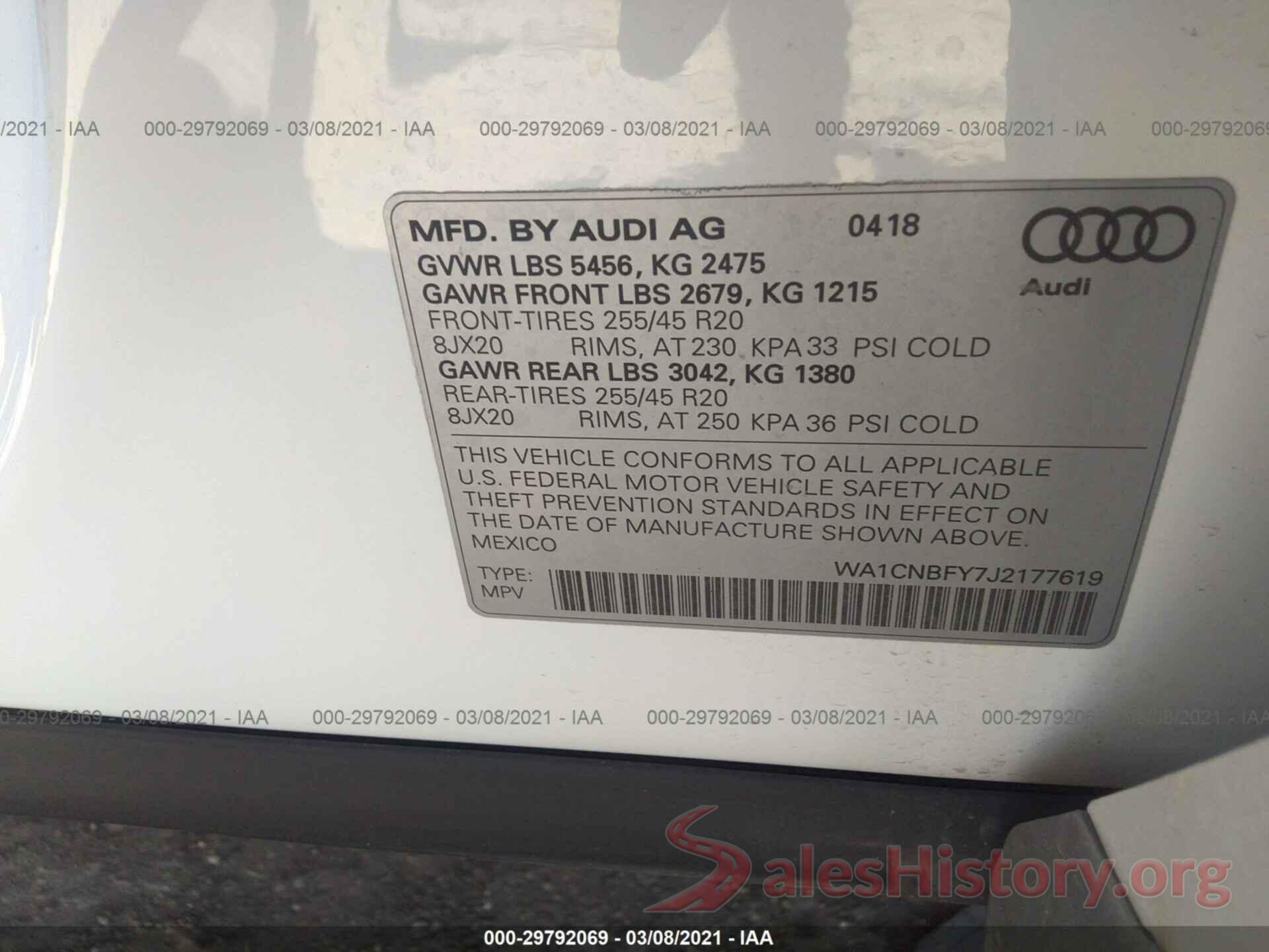 WA1CNBFY7J2177619 2018 AUDI Q5