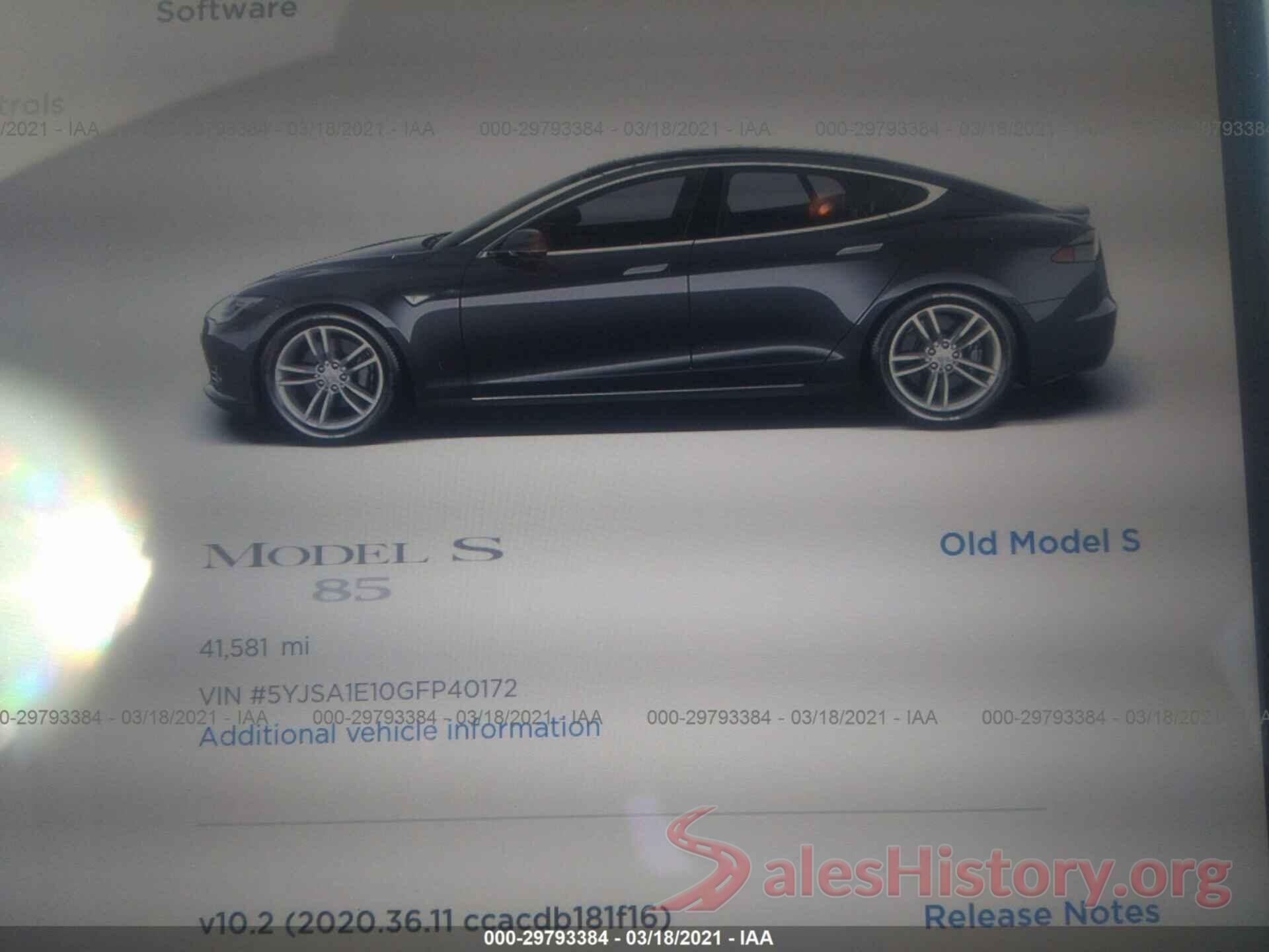 5YJSA1E10GFP40172 2016 TESLA MODEL S