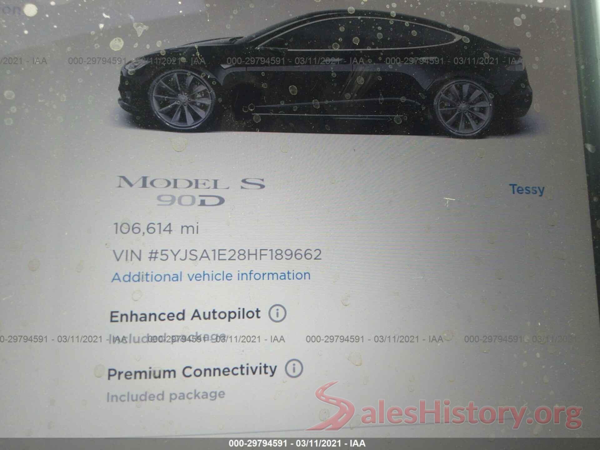 5YJSA1E28HF189662 2017 TESLA MODEL S