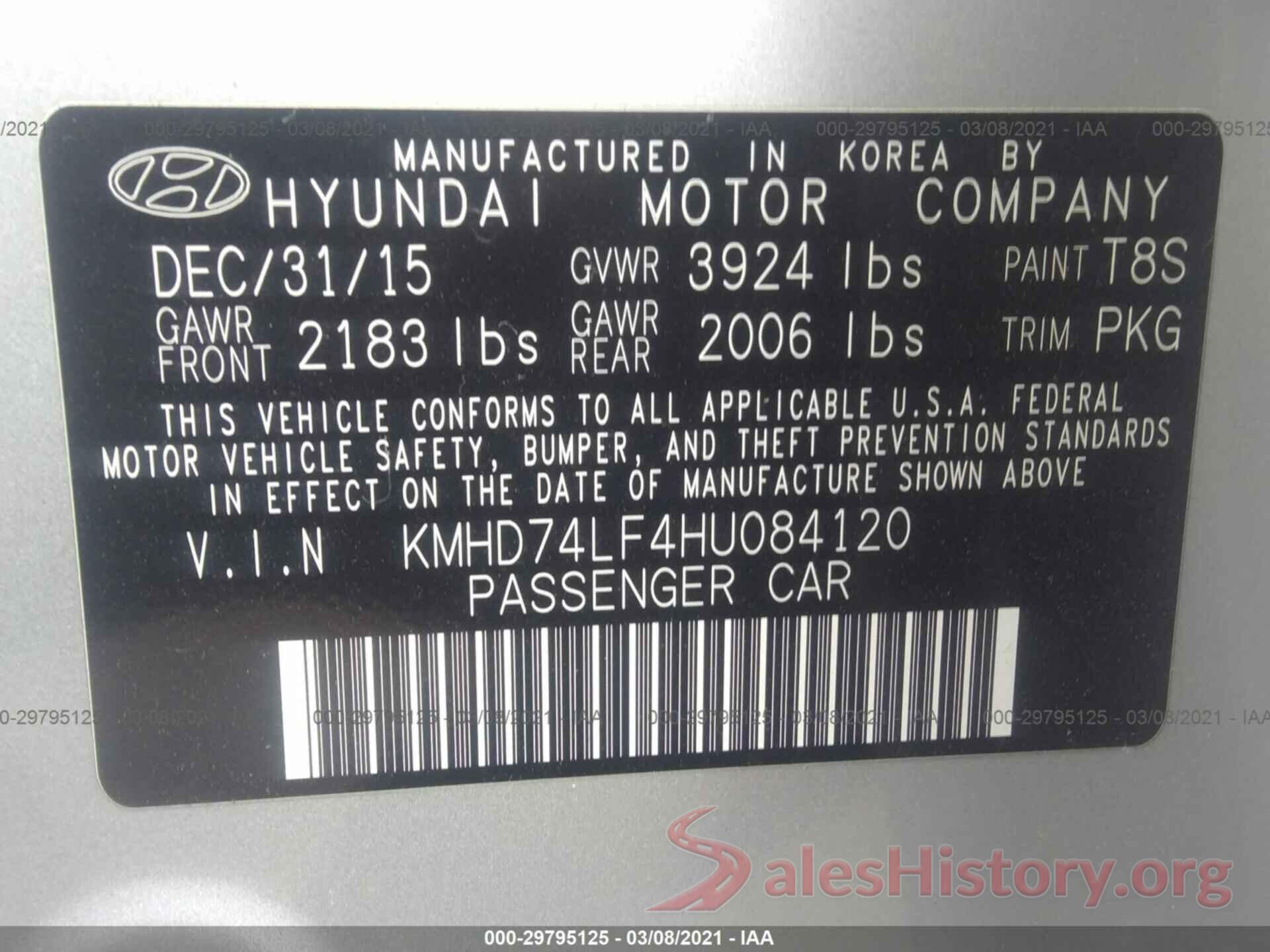 KMHD74LF4HU084120 2017 HYUNDAI ELANTRA