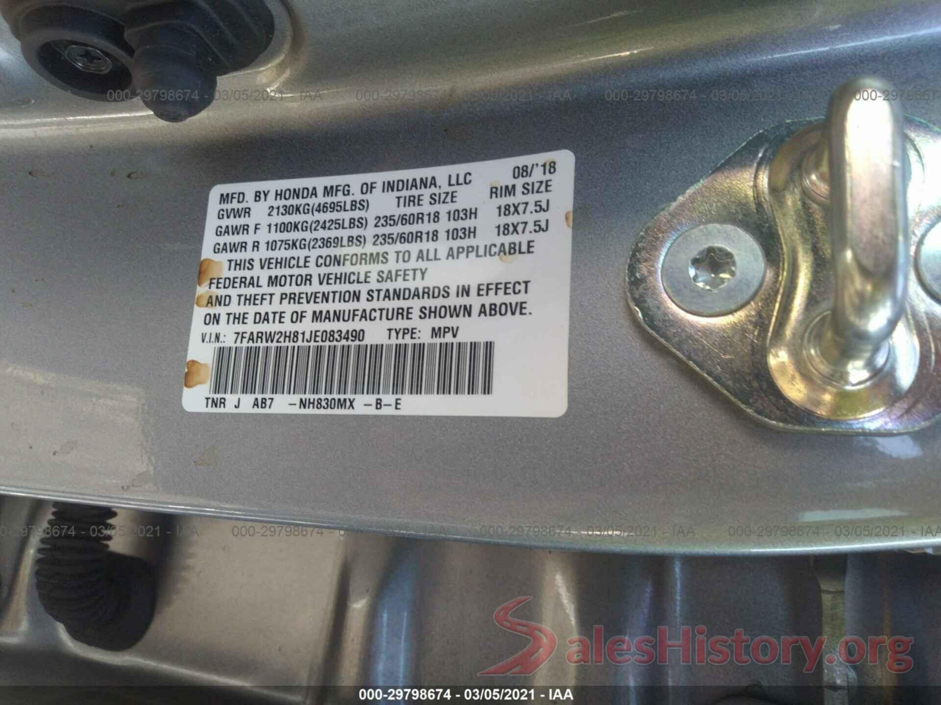 7FARW2H81JE083490 2018 HONDA CR-V