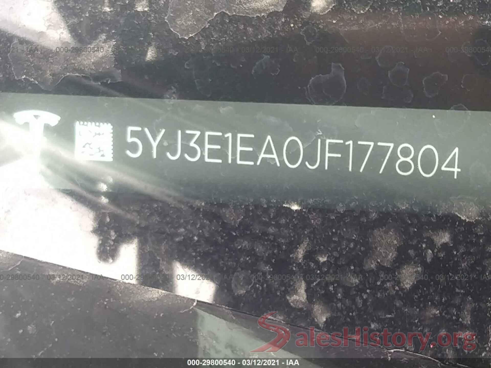 5YJ3E1EA0JF177804 2018 TESLA MODEL 3