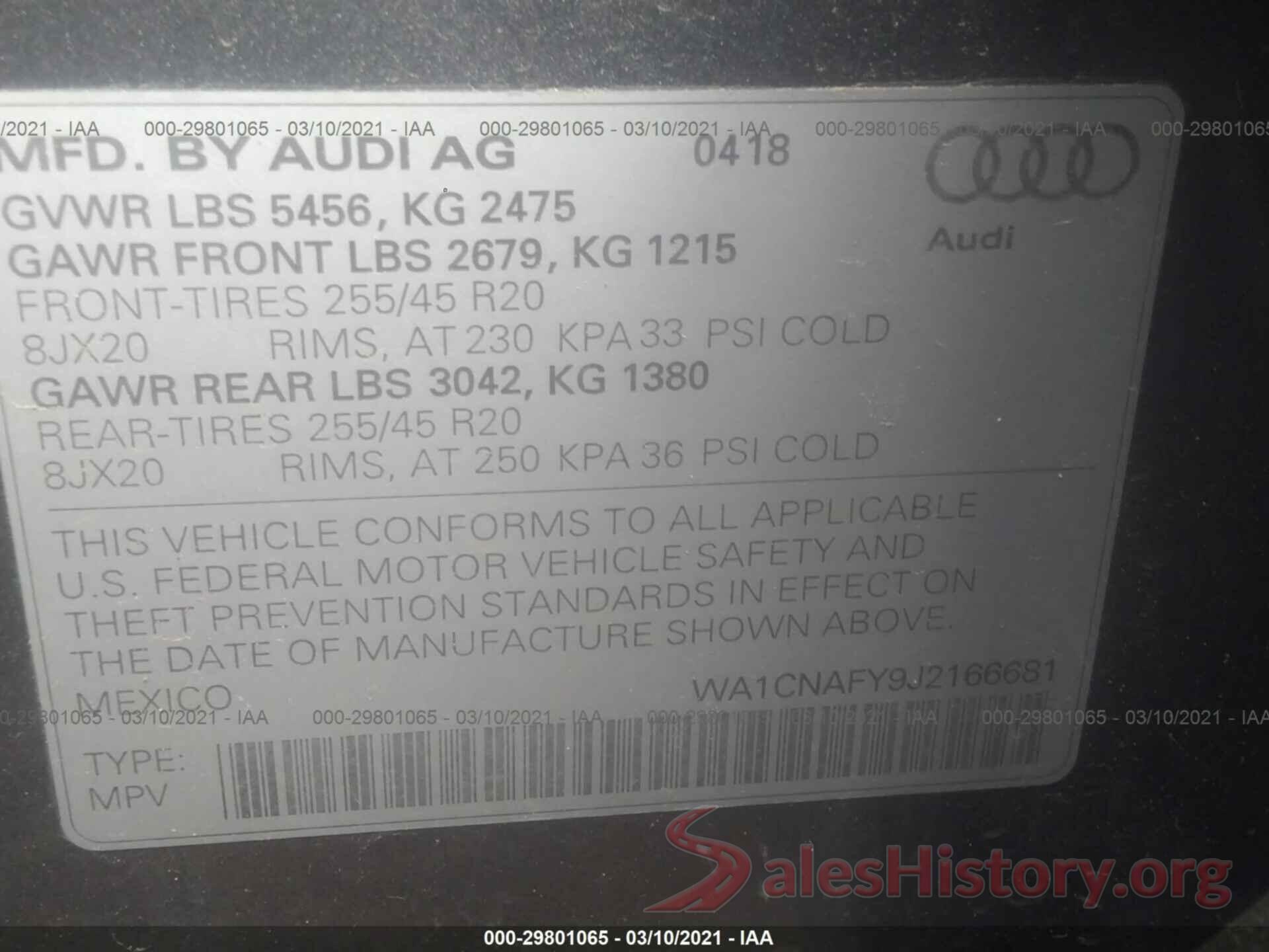 WA1CNAFY9J2166681 2018 AUDI Q5