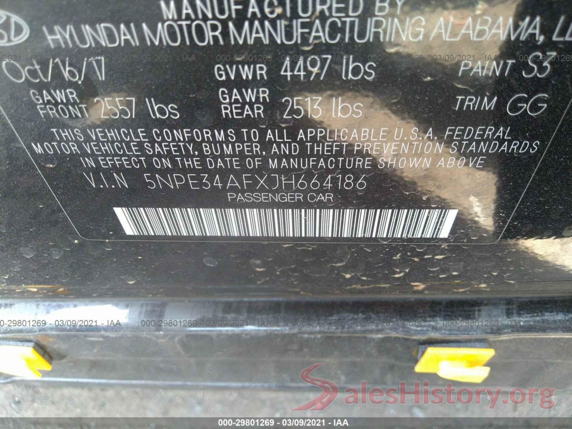 5NPE34AFXJH664186 2018 HYUNDAI SONATA