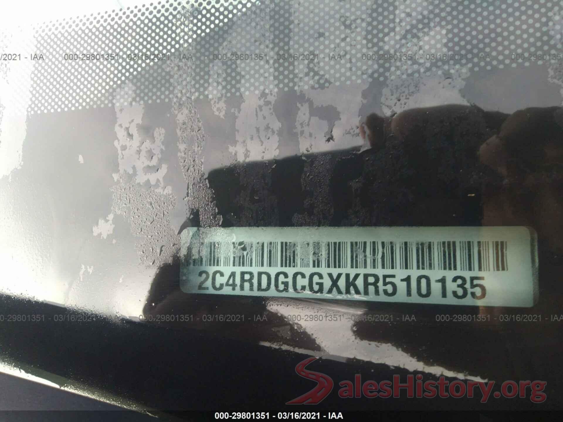 2C4RDGCGXKR510135 2019 DODGE GRAND CARAVAN