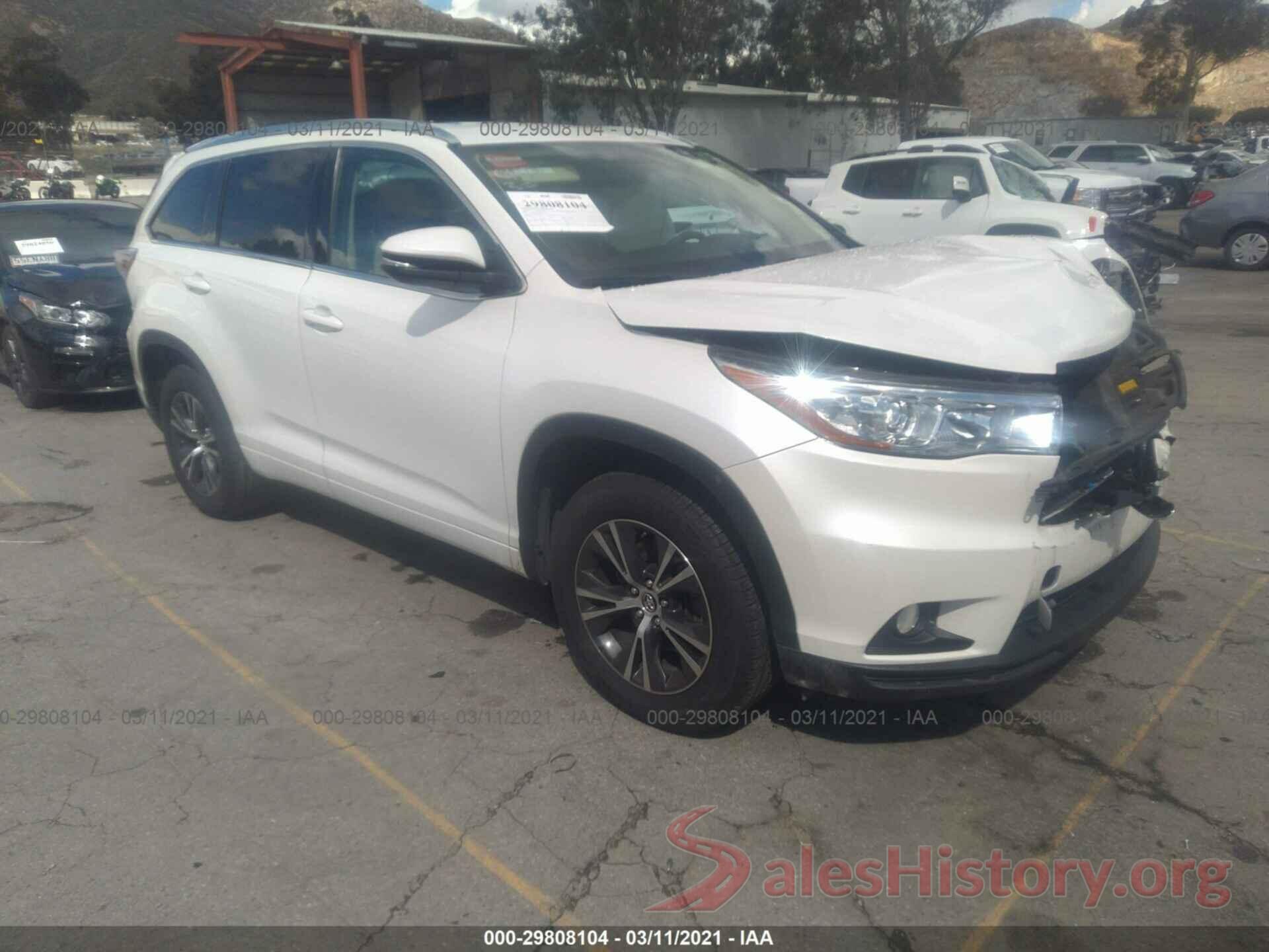 5TDKKRFH8GS121645 2016 TOYOTA HIGHLANDER