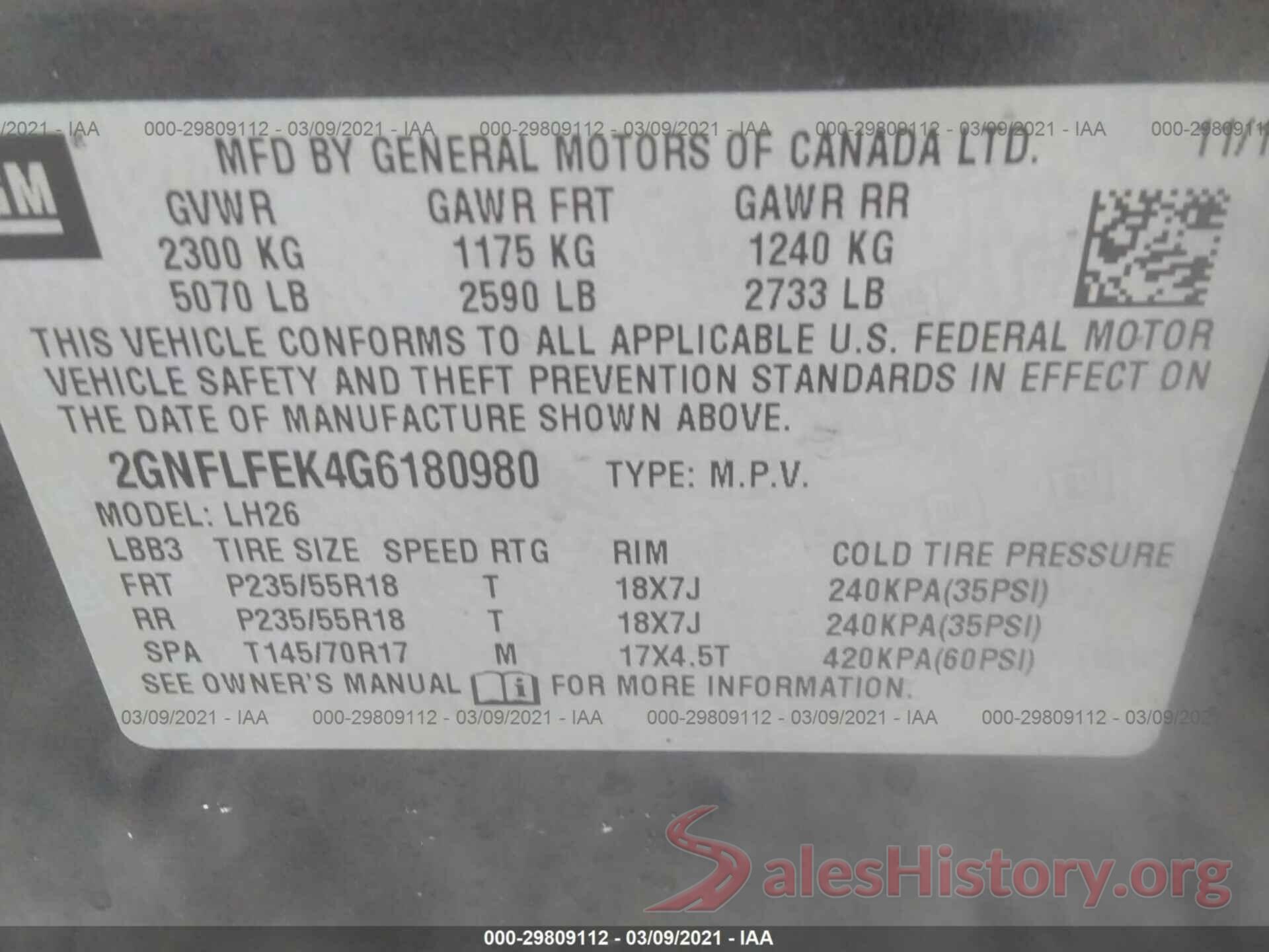 2GNFLFEK4G6180980 2016 CHEVROLET EQUINOX