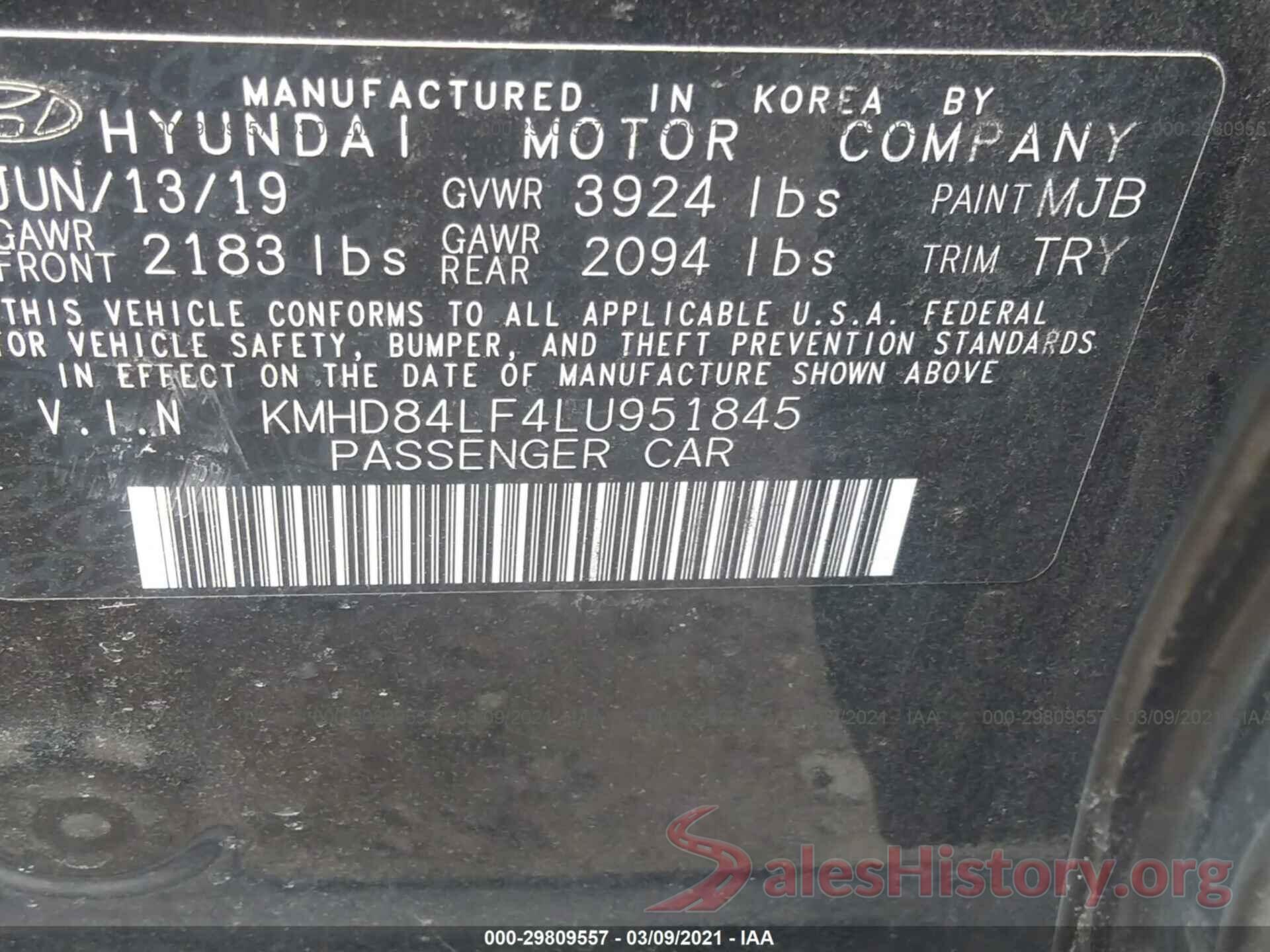 KMHD84LF4LU951845 2020 HYUNDAI ELANTRA